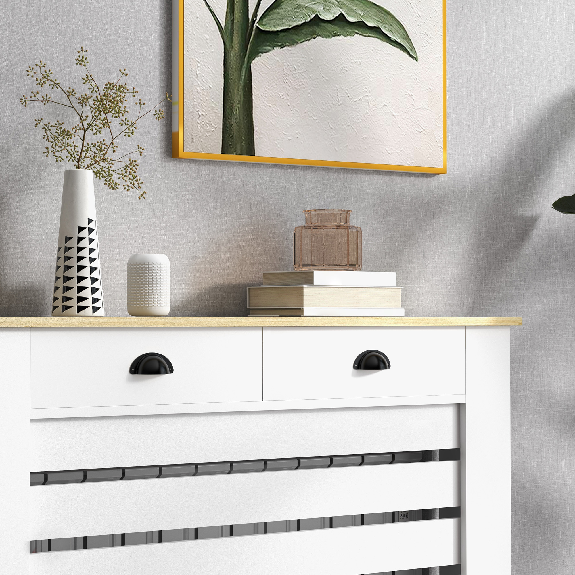 HOMCOM 95.5H x 111Wcm Radiator Cover, with Drawer White 8