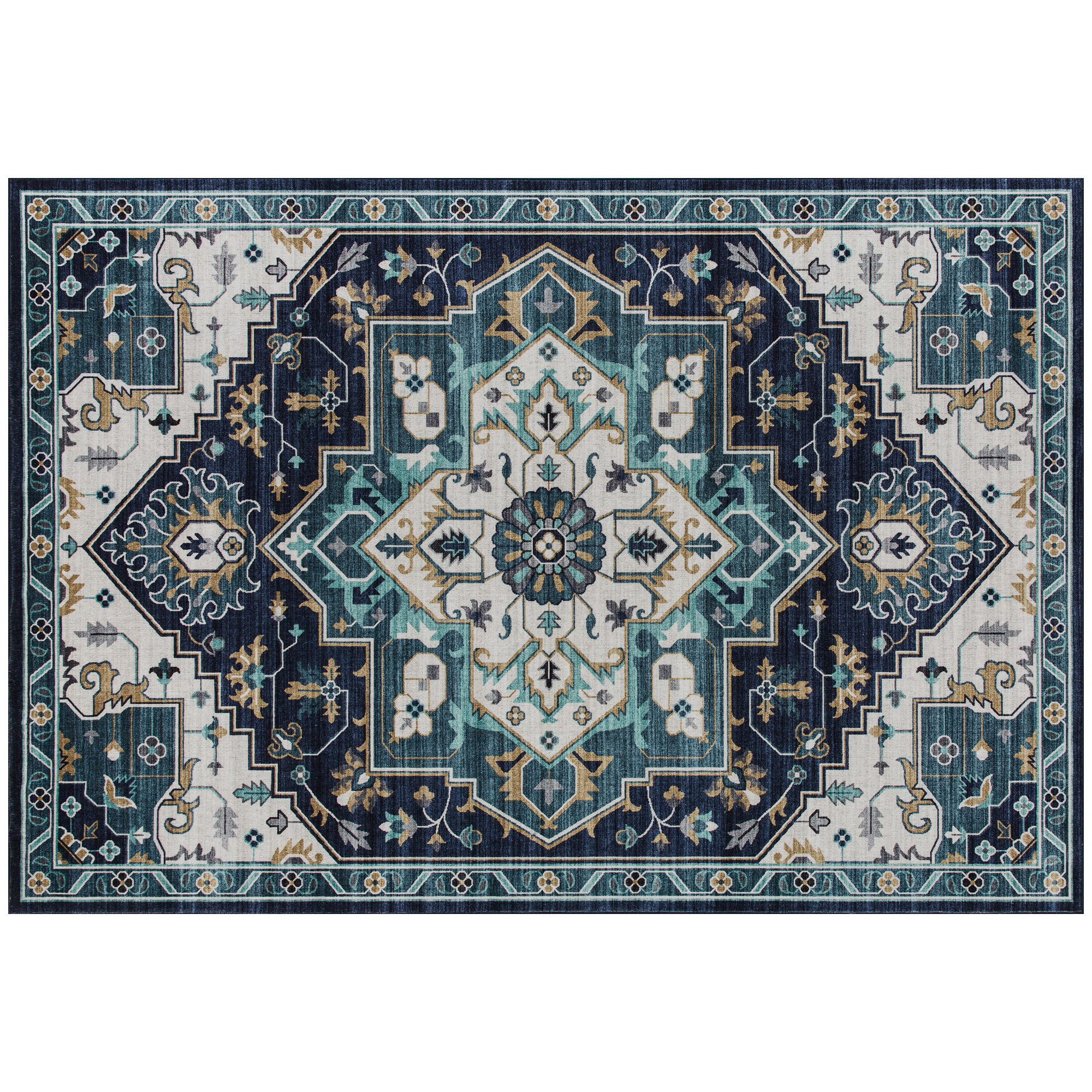 HOMCOM Alfombra Boho Antideslizante y Lavable a Pelo Corto para Sala y Dormitorio, 230x160 cm, Multicolor