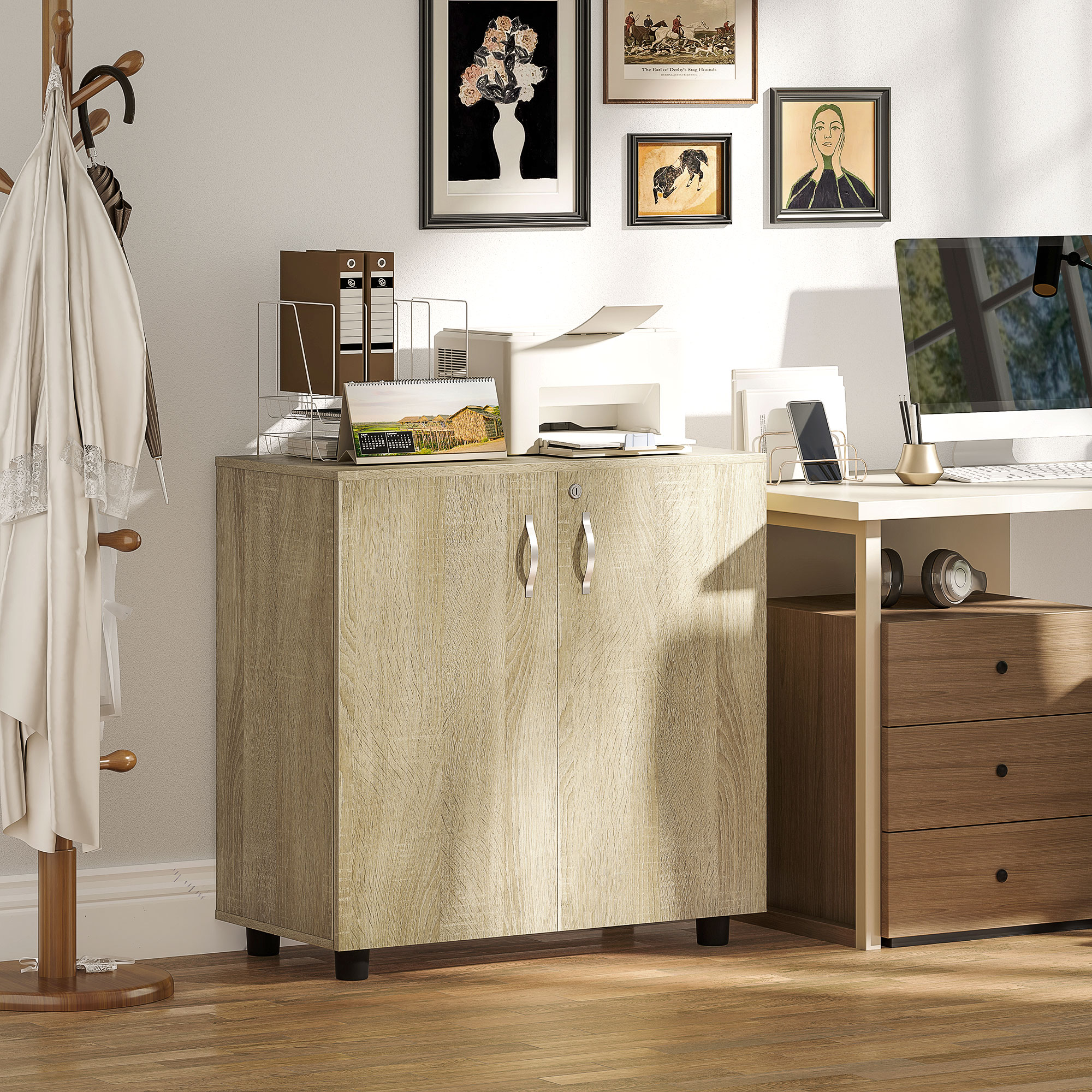 Vinsetto Dokumentenschrank mit Schloss, Büroschrank mit 2 Türen und 2 Regal günstig online kaufen