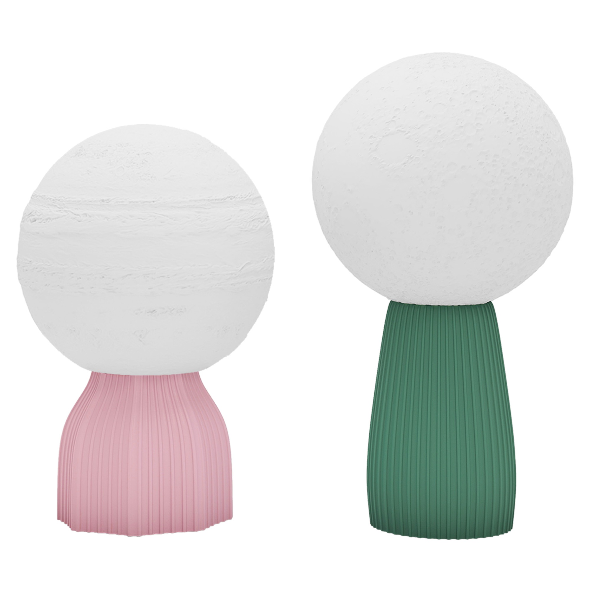 HOMCOM Set de lámparas de mesa en diseño planetario, tricolor, USB, plástico, Blanco