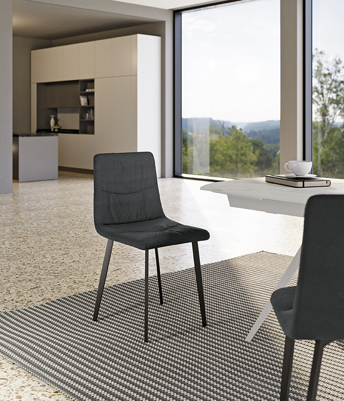 STONES Scaun acoperit cu material textil ușor de curățat. Picioare din metal vopsit 46cm X 55cm H. 87.5cm | Aosom Romania