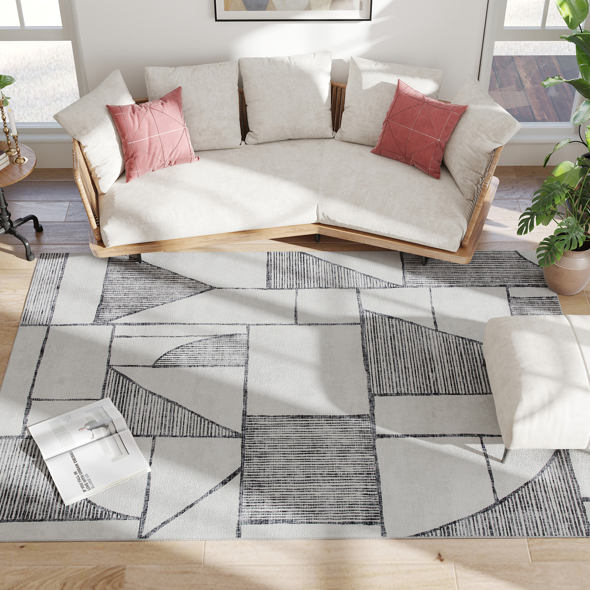 HOMCOM Tapis Moderne Antidérapant à Motif Géométrique, en Polyester Multicolore, 230x160x0.7 cm