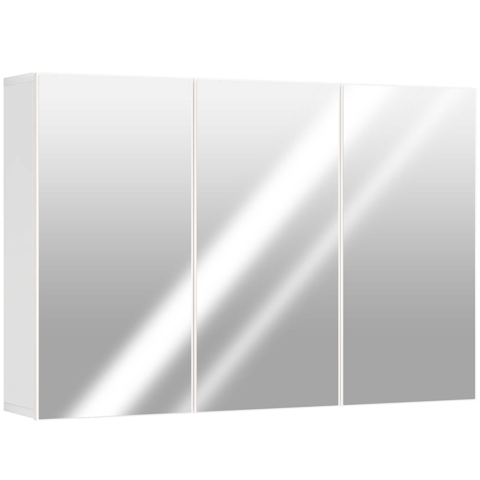 HOMCOM Armario de Espejo de Baño, Armario de Baño con 3 Puertas de Espejo, Montaje en Pared, 90 x 15,5 x 60 cm, Aglomerado, Blanco