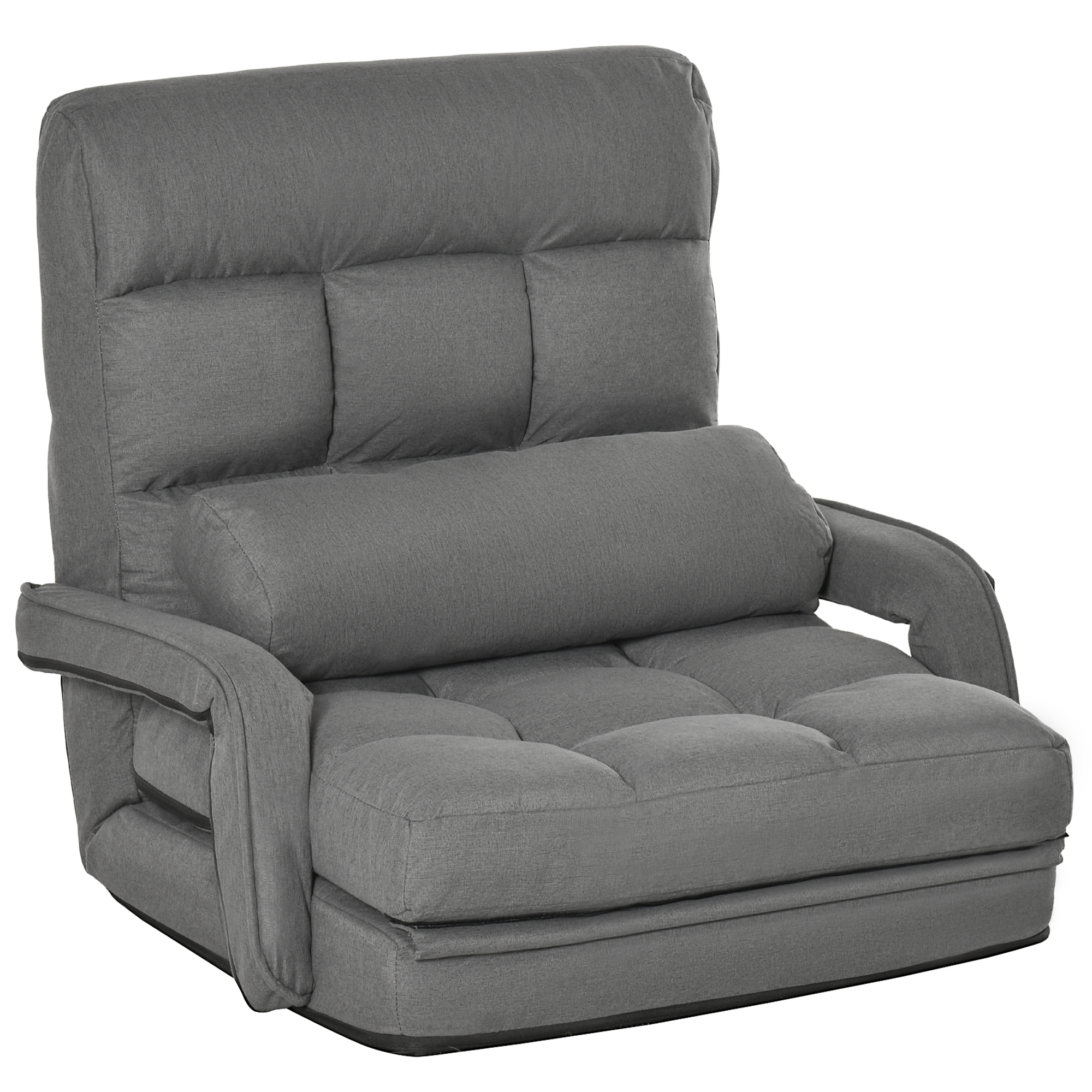 HOMCOM Sillón Cama con Función de Sofá, Acolchado, Respaldo Ajustable de 5 Posiciones, Gris Oscuro