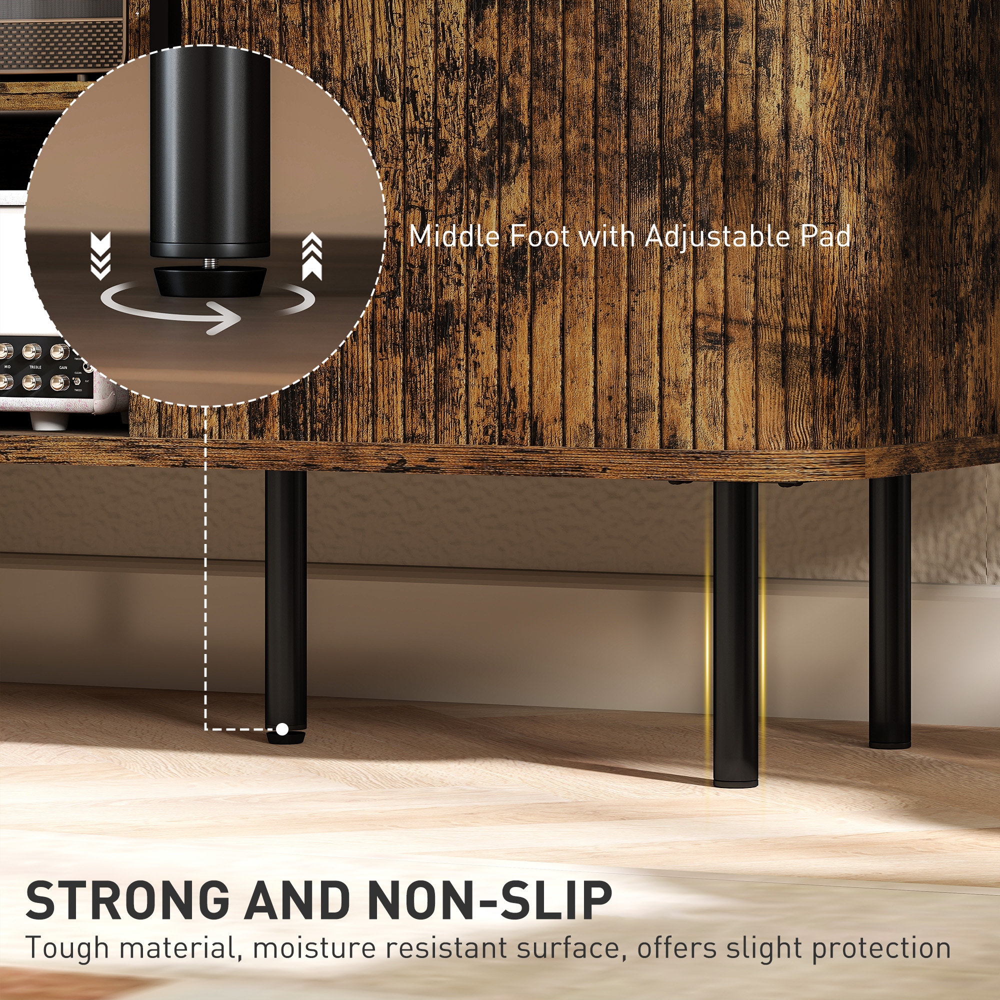 HOMCOM TV Stand Cabinet for TVs up to 55 Inches, TV Unit with Storage Shelves and Cupboard for Living Room, Rustic Brown 7
