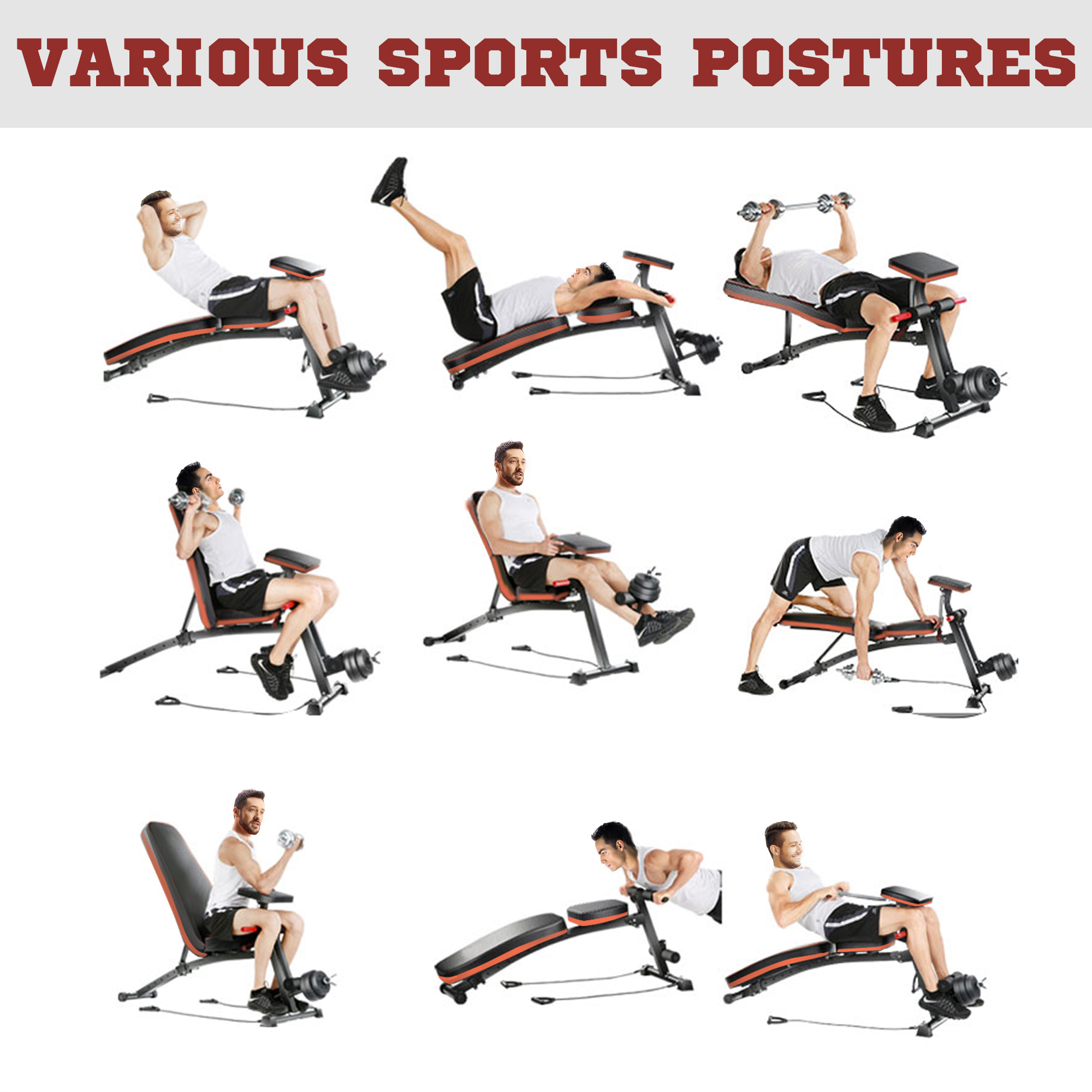 HOMCOM Foldable Weight Bench, Adjustable Strength Training Sit Up Ab Bench, Incline/Decline, Red 4