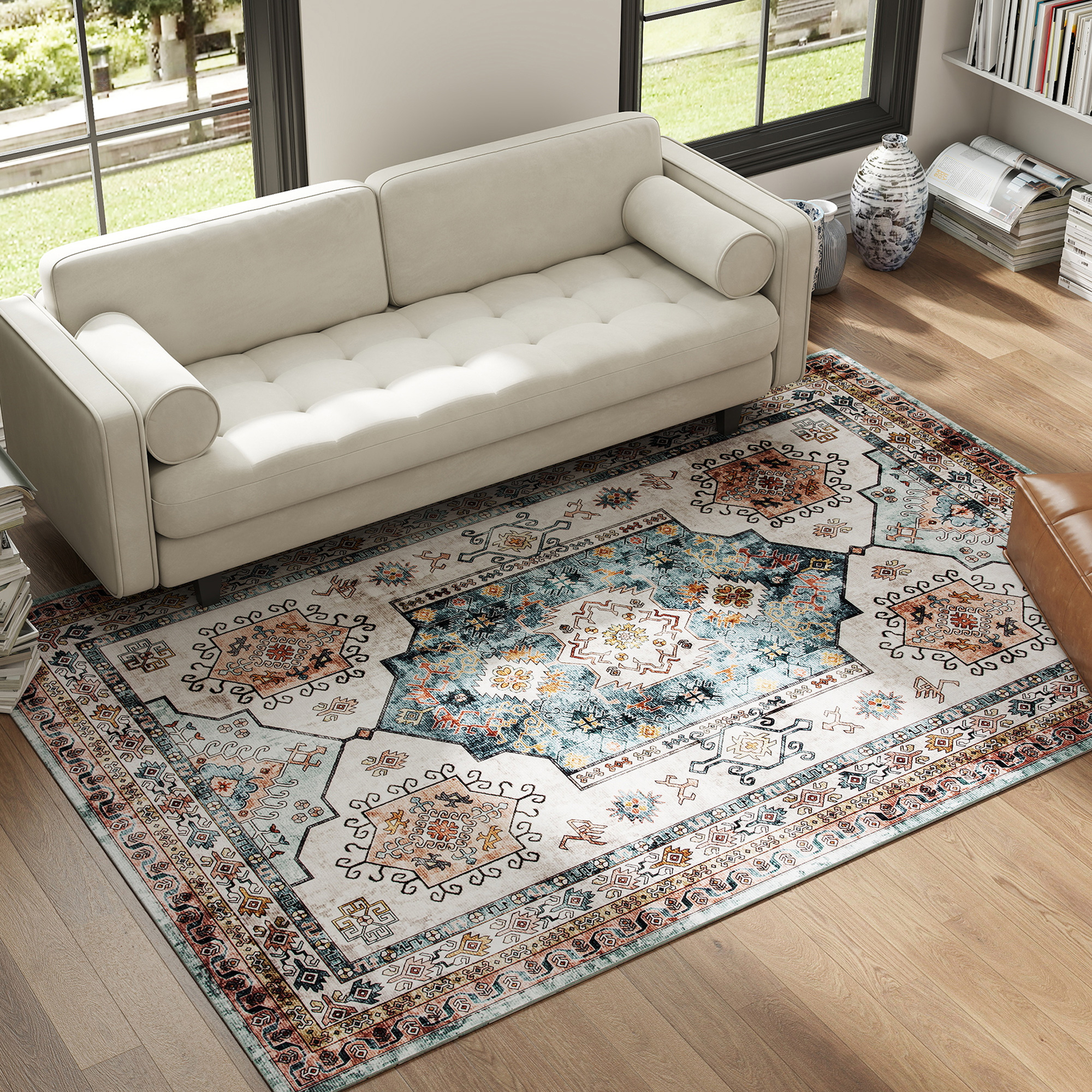 Tapis Vintage Motif Carte Du Monde - 160x230 Cm - Lavable En Machine, Dessous Antidérapant
