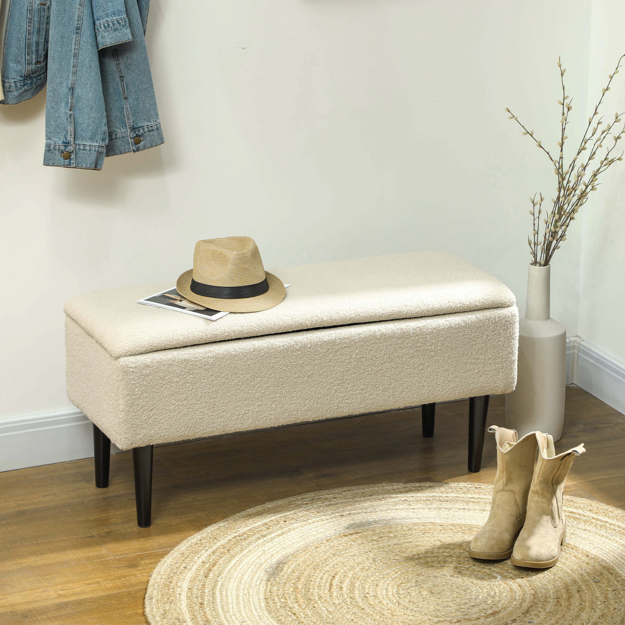 HOMCOM Sitzbank mit Stauraum, Polsterbank mit Klappdeckel, Samtoptik, Truhe günstig online kaufen