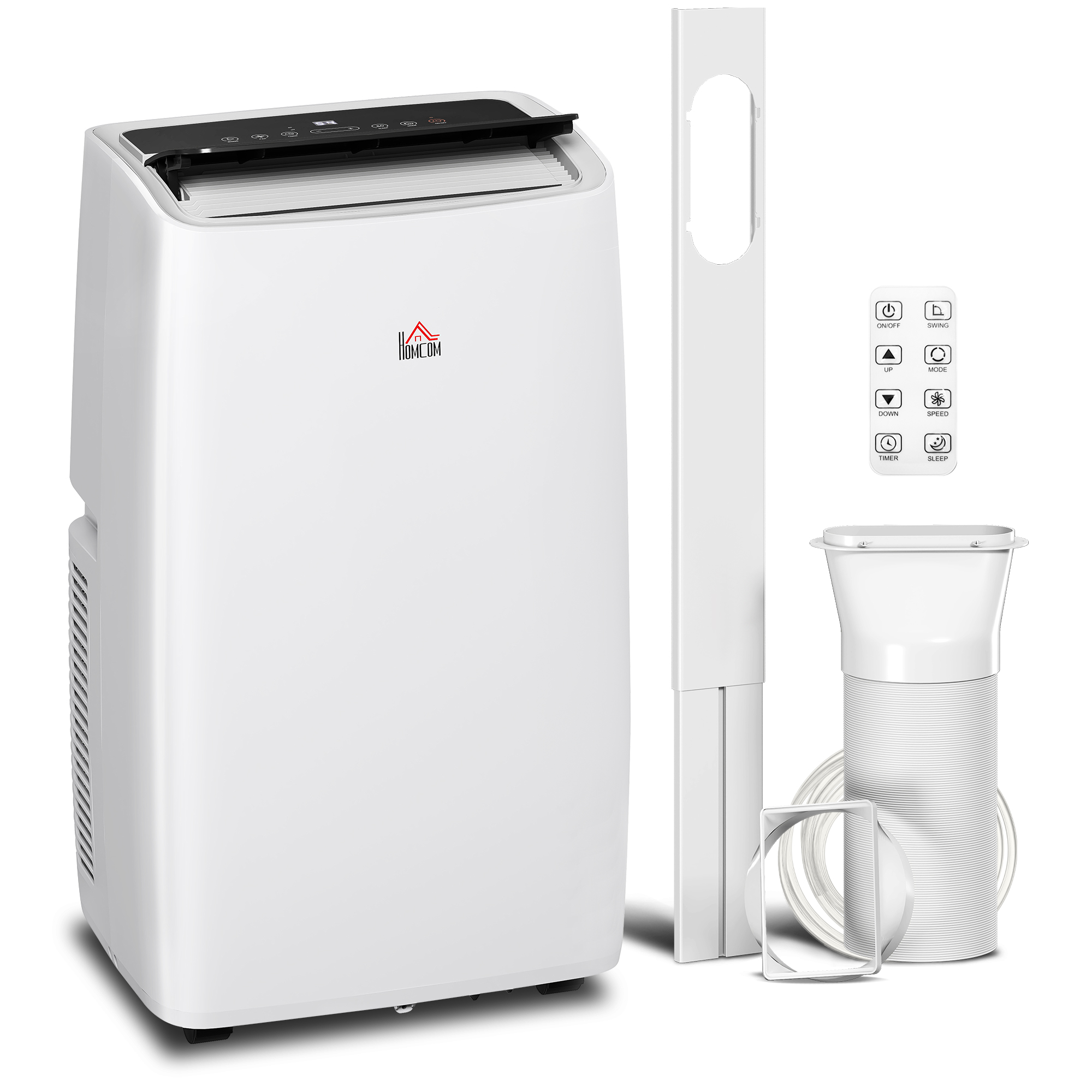 HOMCOM Portable Air Conditioner 14000 BTU, 4-in-1 Air Conditioning Unit, Dehumidifier, Cooling, Fan, Sleep Mode with 3 Speeds, Remote Control, LED Display, 24H Timer, Window Kit, Children Lock, 40m²