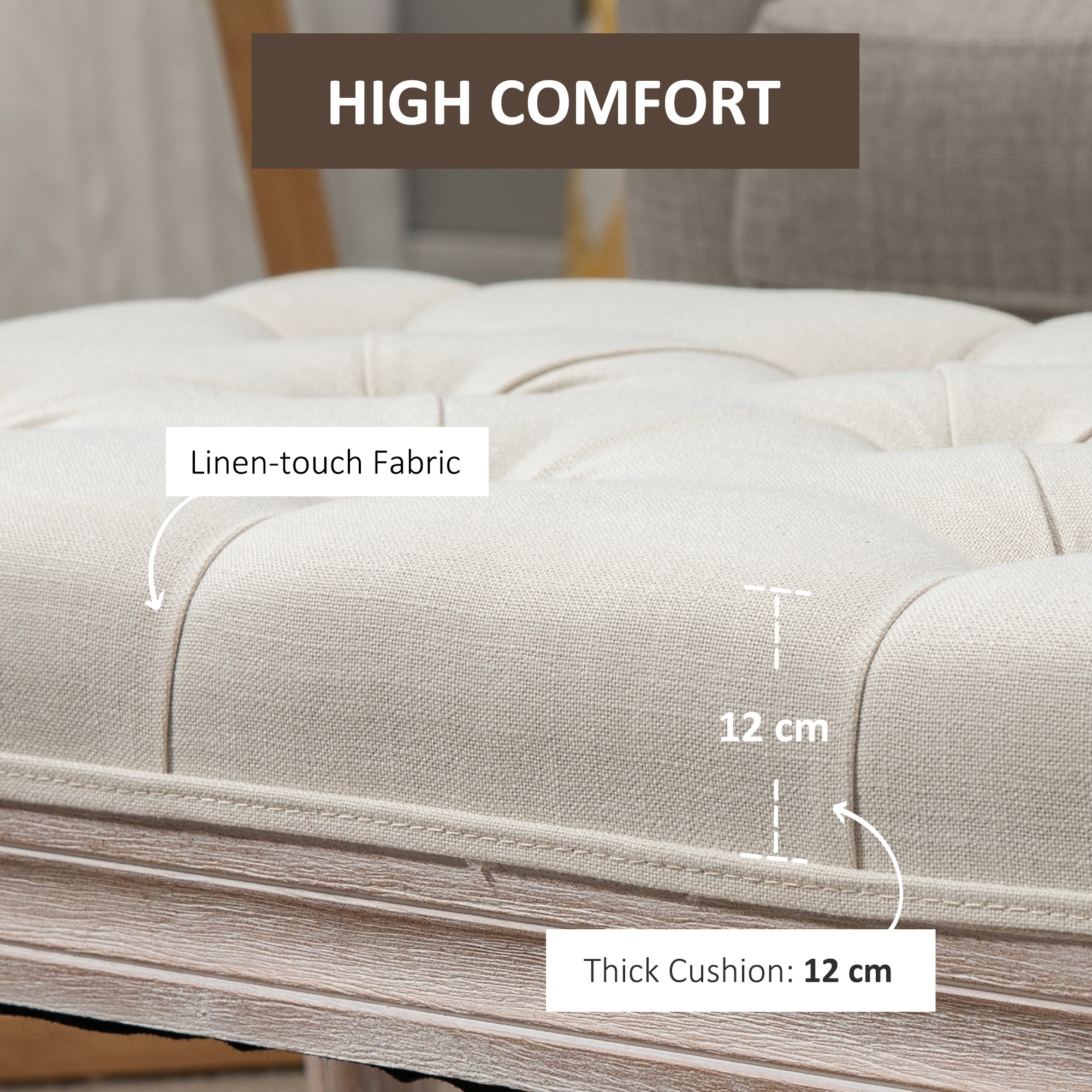  banca pentru dormitor si hol, 80x40x41cm, bej [6]