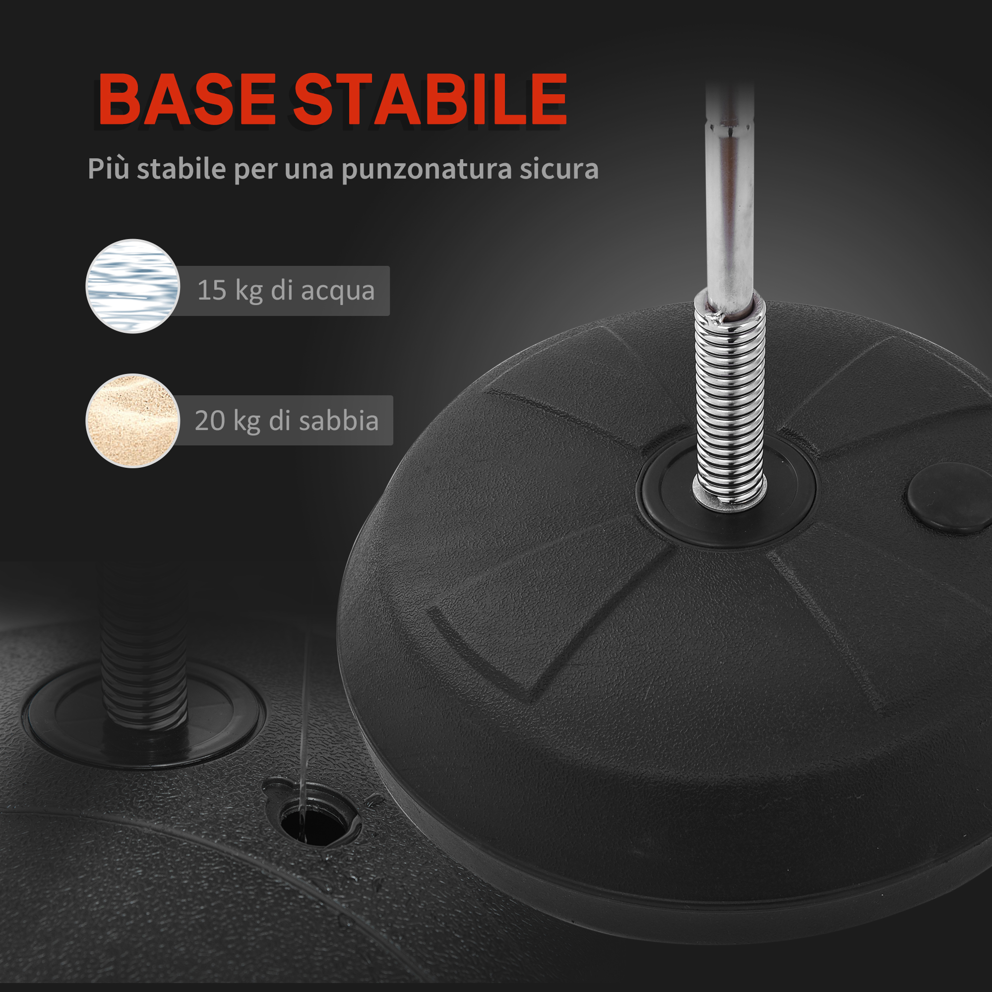 Sacco Boxe HOMCOM 3 In 1 - Punching Ball Con Base Regolabile 155-205cm