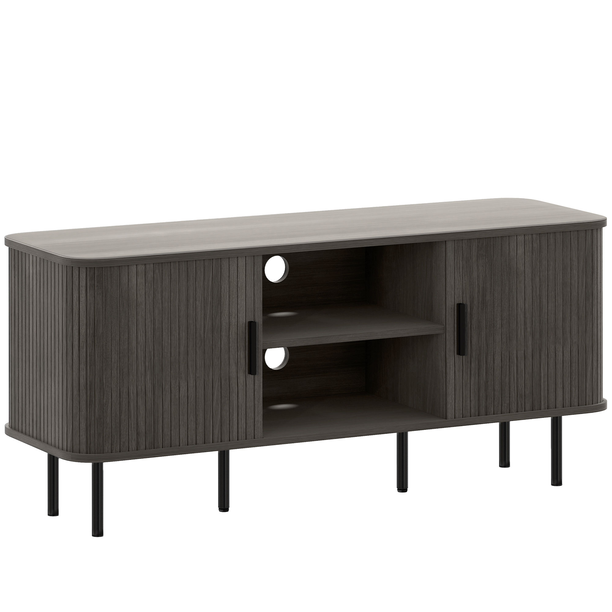 HOMCOM TV Stand Cabinet for TVs up to 55 Inches, TV Unit with Storage Shelves and Cupboard for Living Room, Grey