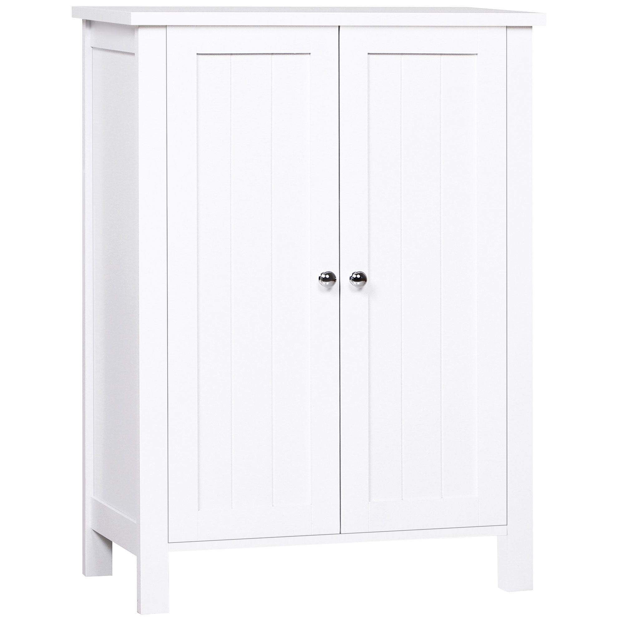 kleankin Armario de Baño con 2 Puertas y 2 Estantes Ajustables Interiores de Almacenaje para Salón Cocina Antivuelco 60x30x80cm Blanco   Aosom España