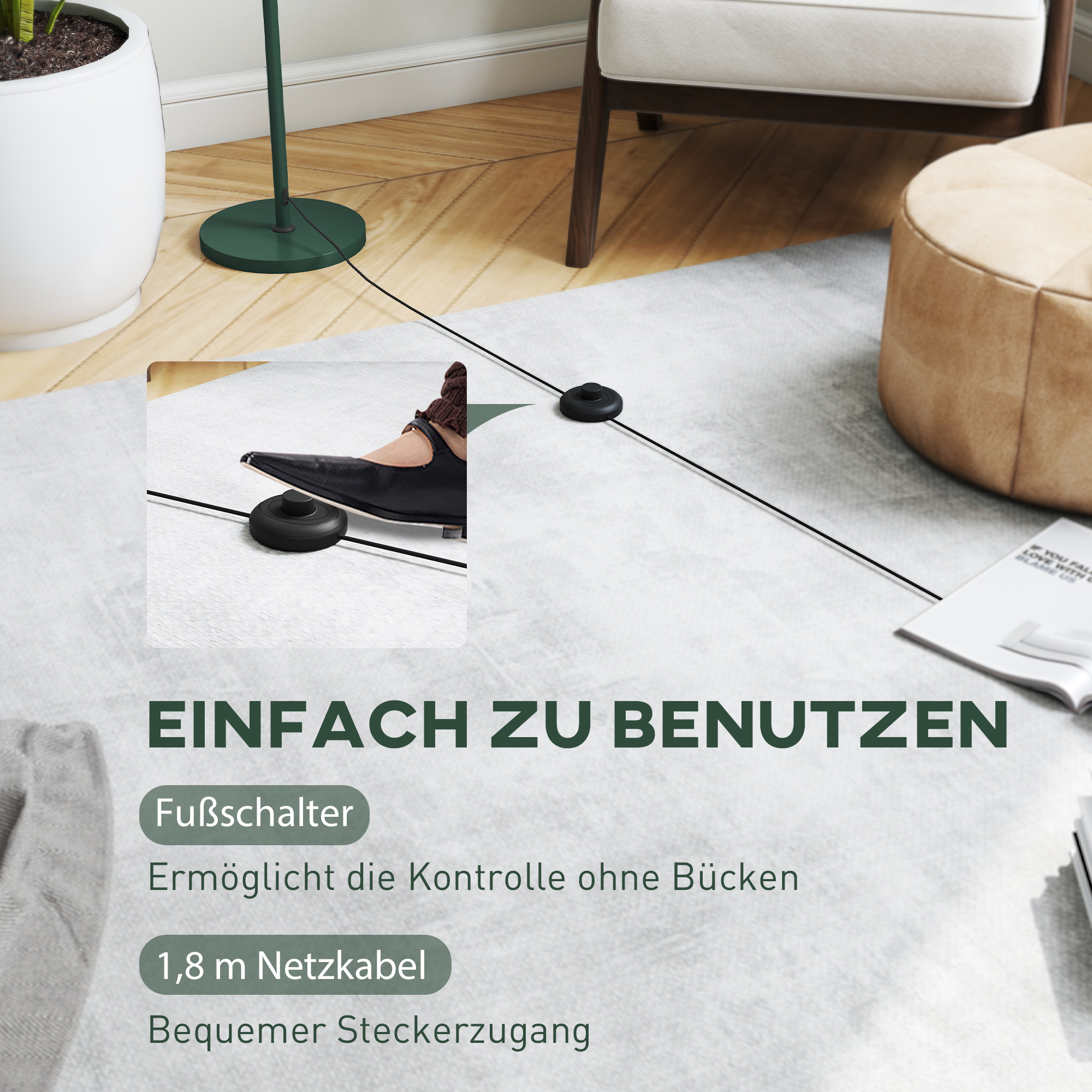HOMCOM Stehlampe Wohnzimmer Stehleuchte 40W