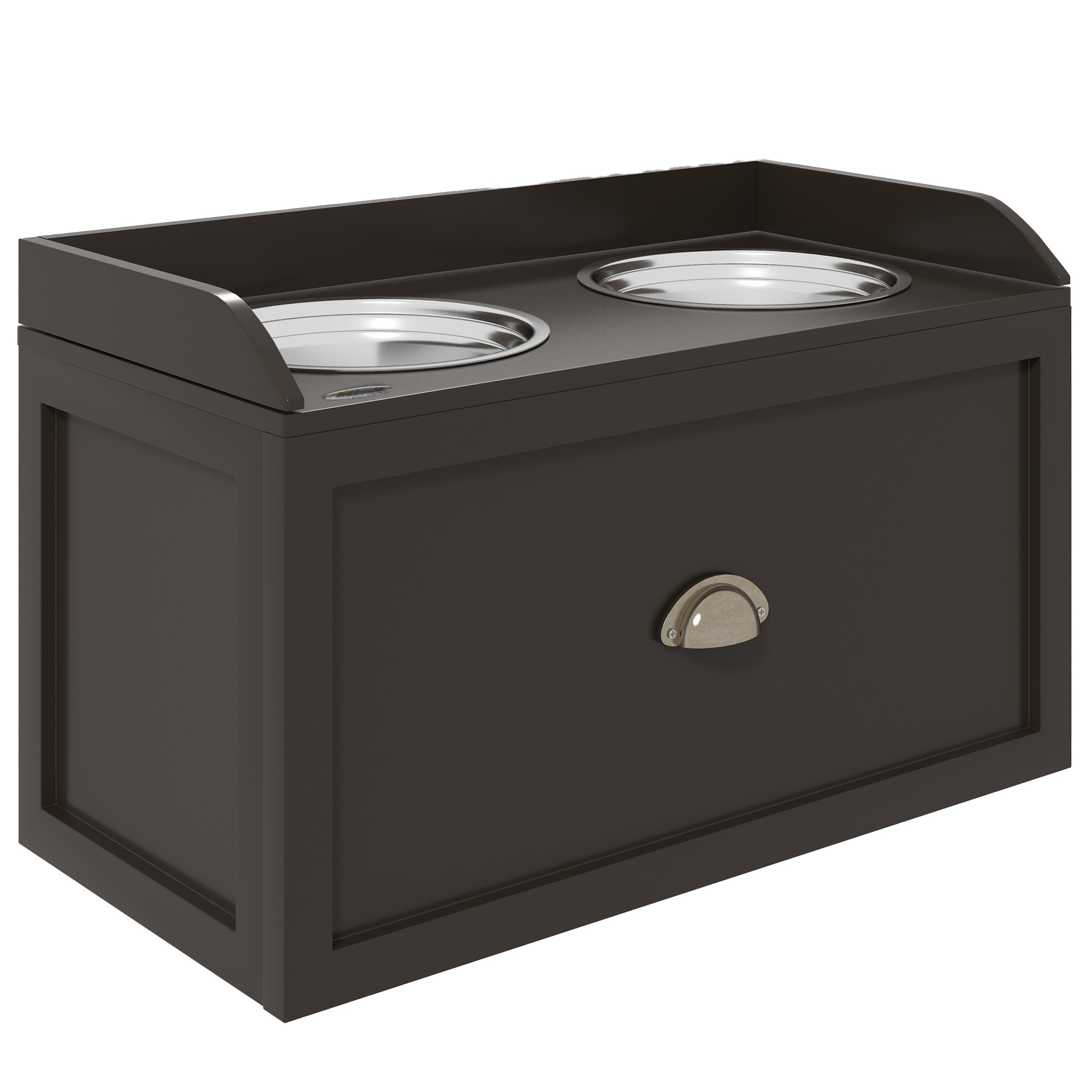 PawHut Stainless Steel Raised Dog Bowls, with 21L Storage Drawer for Large Dogs and Cats - Black