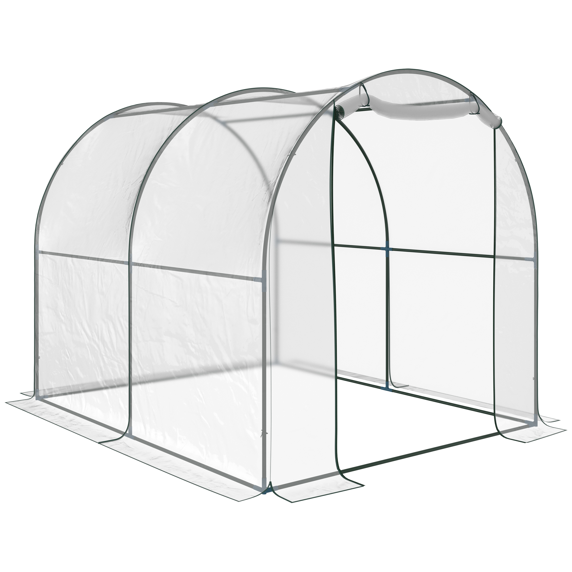 Outsunny Serra da giardino a Tunnel per Piante e Orto con Copertura in PVC, Porta Avvolgibile e Telaio in Acciaio, 2x3x2m Aosom