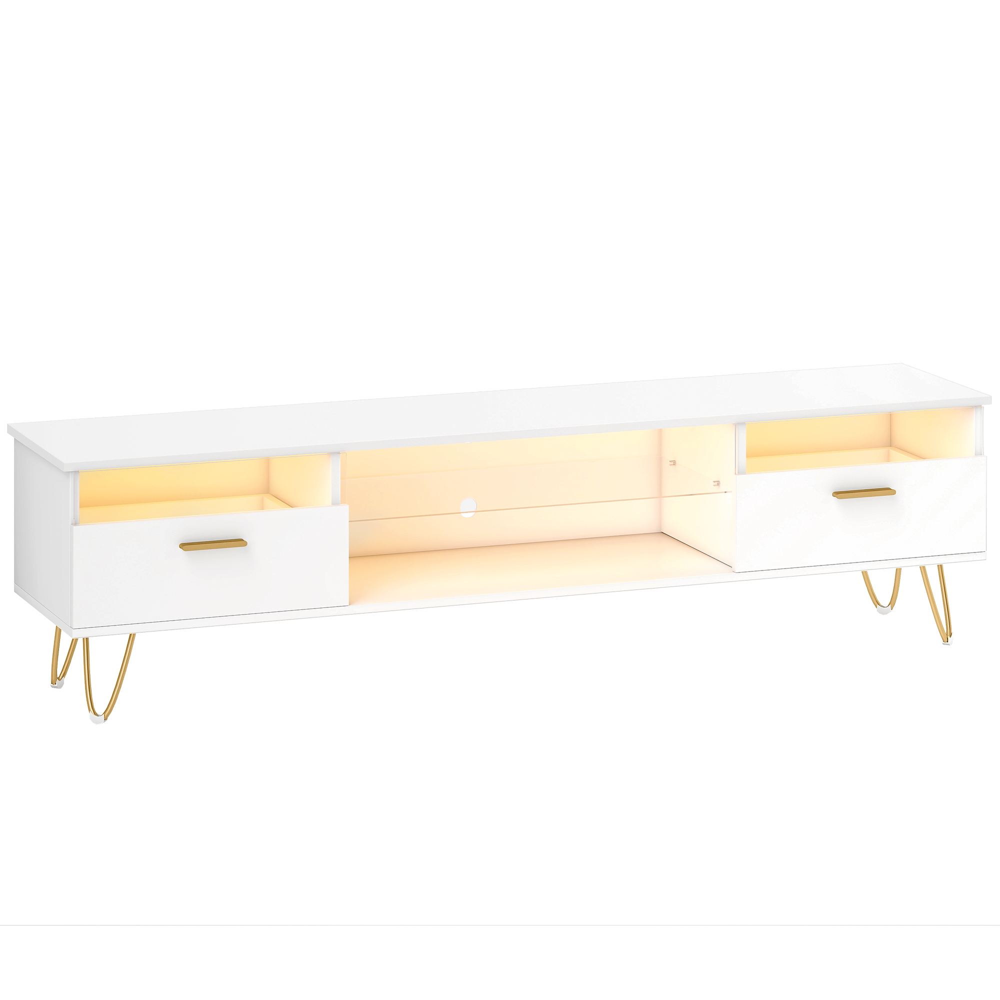 HOMCOM Mueble TV con LED RGB de 16 colores para televisores de 42 a 120 pulgadas, 160x35x42cm, blanco