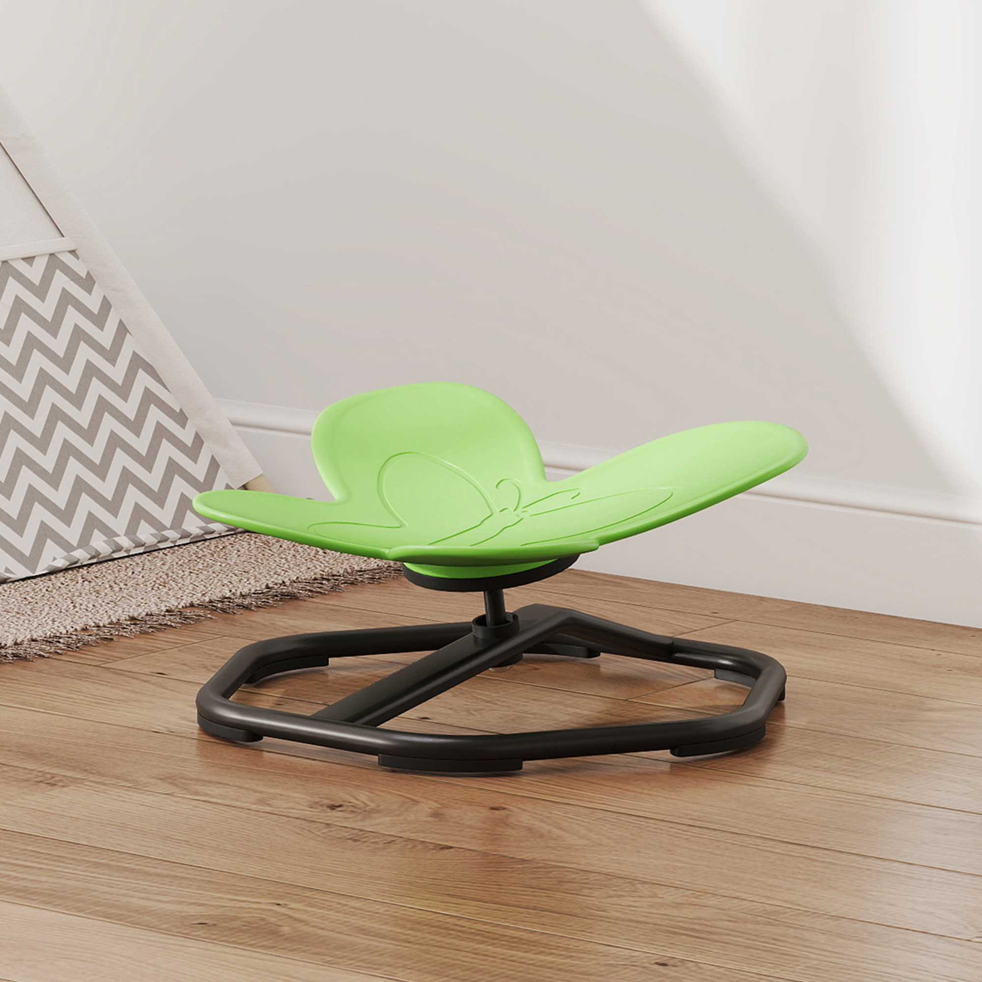 AIYAPLAY Butterfly-Shaped Kids Swivel Chair, Sensory Spinning Chair for Balance and Coordination Training, Green 8