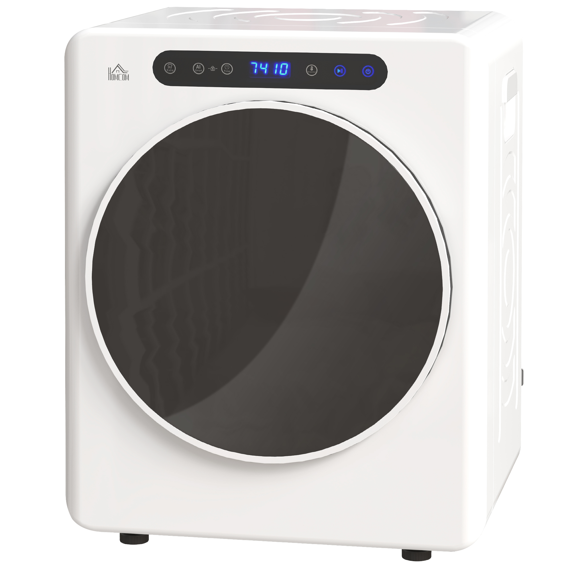 HOMCOM Wasdroger, 6 Programma's, 40-60℃, 4 kg capaciteit, compact, Touchbediening, Wit