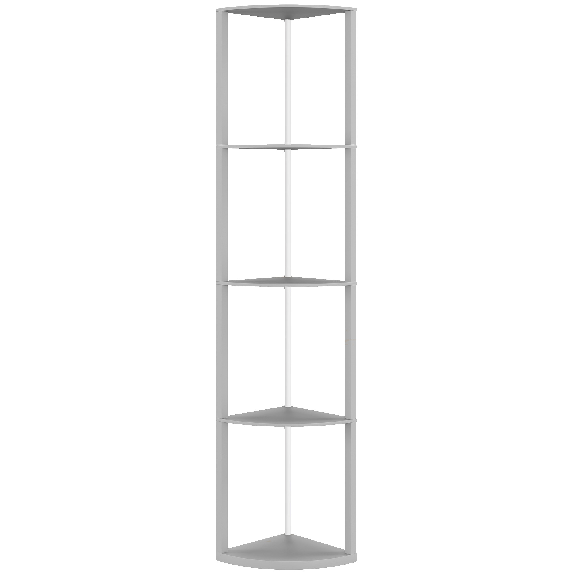 HOMCOM RGB LED Floor Lamp with Shelves, 5-Tier Dimmable Standing Lamp with Adjustable Brightness and Remote Control, Modern Corner Display Shelf Unit for Living Room Bedroom Office, Brown