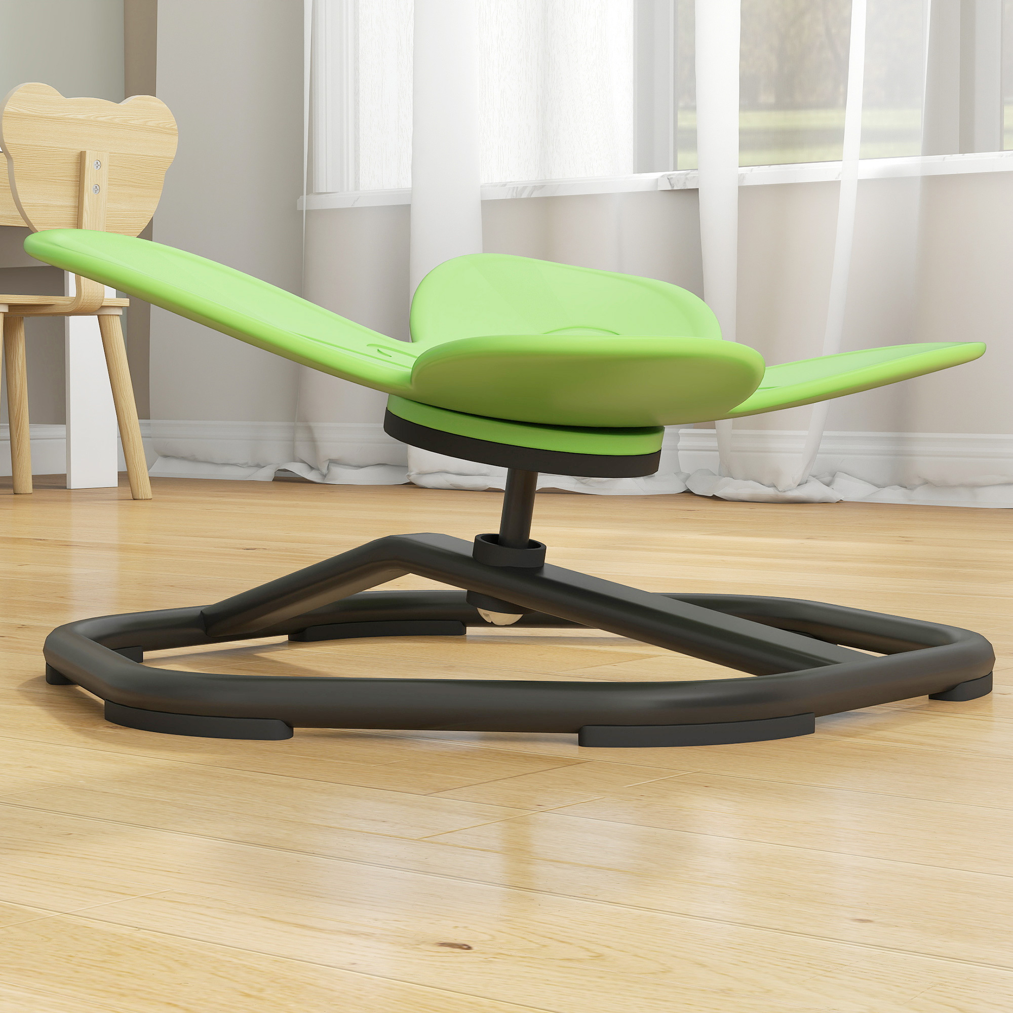 AIYAPLAY Butterfly-Shaped Kids Swivel Chair, Sensory Spinning Chair for Balance and Coordination Training, Green 9