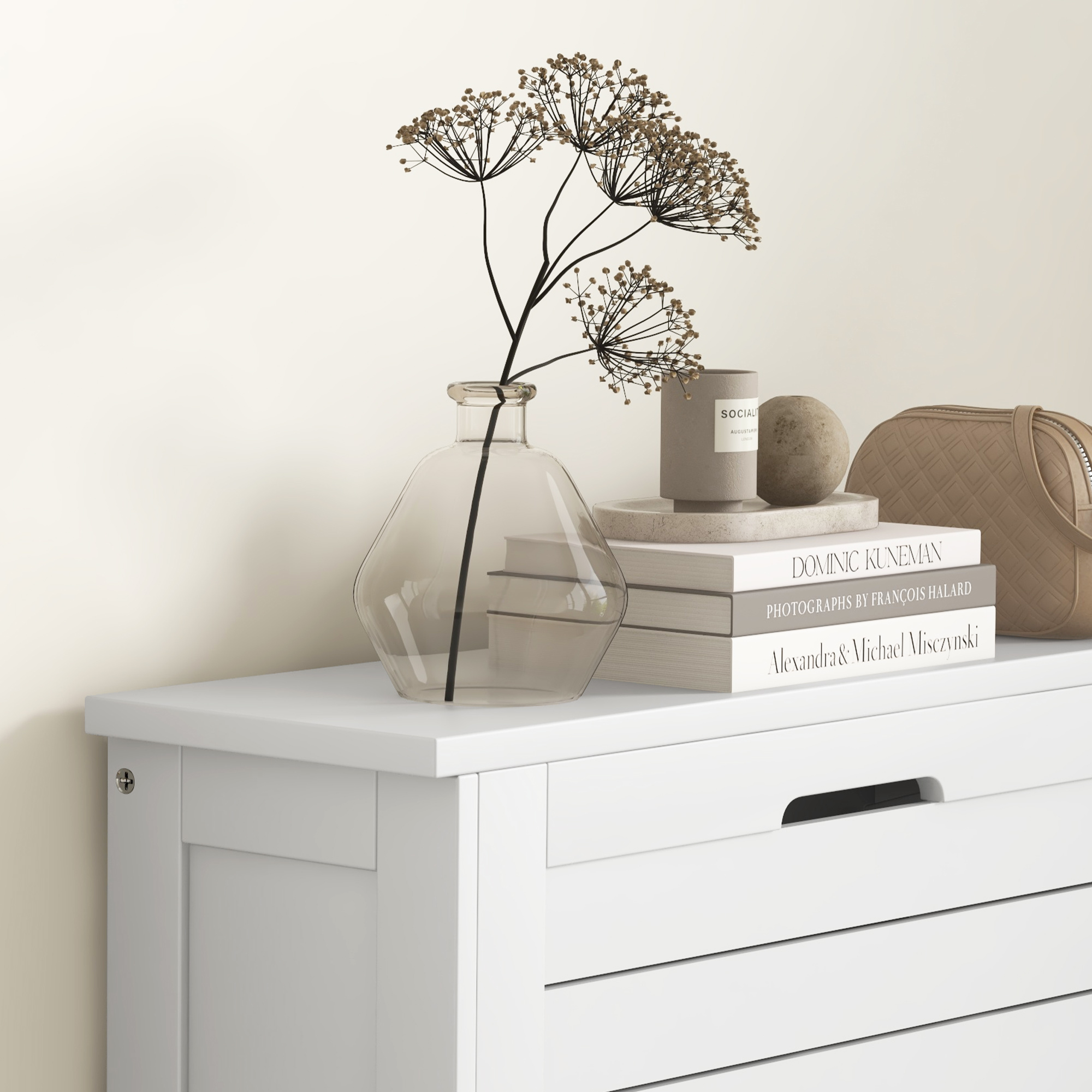 HOMCOM Narrow Shoe Cabinet with 3 Flip Drawers White 7