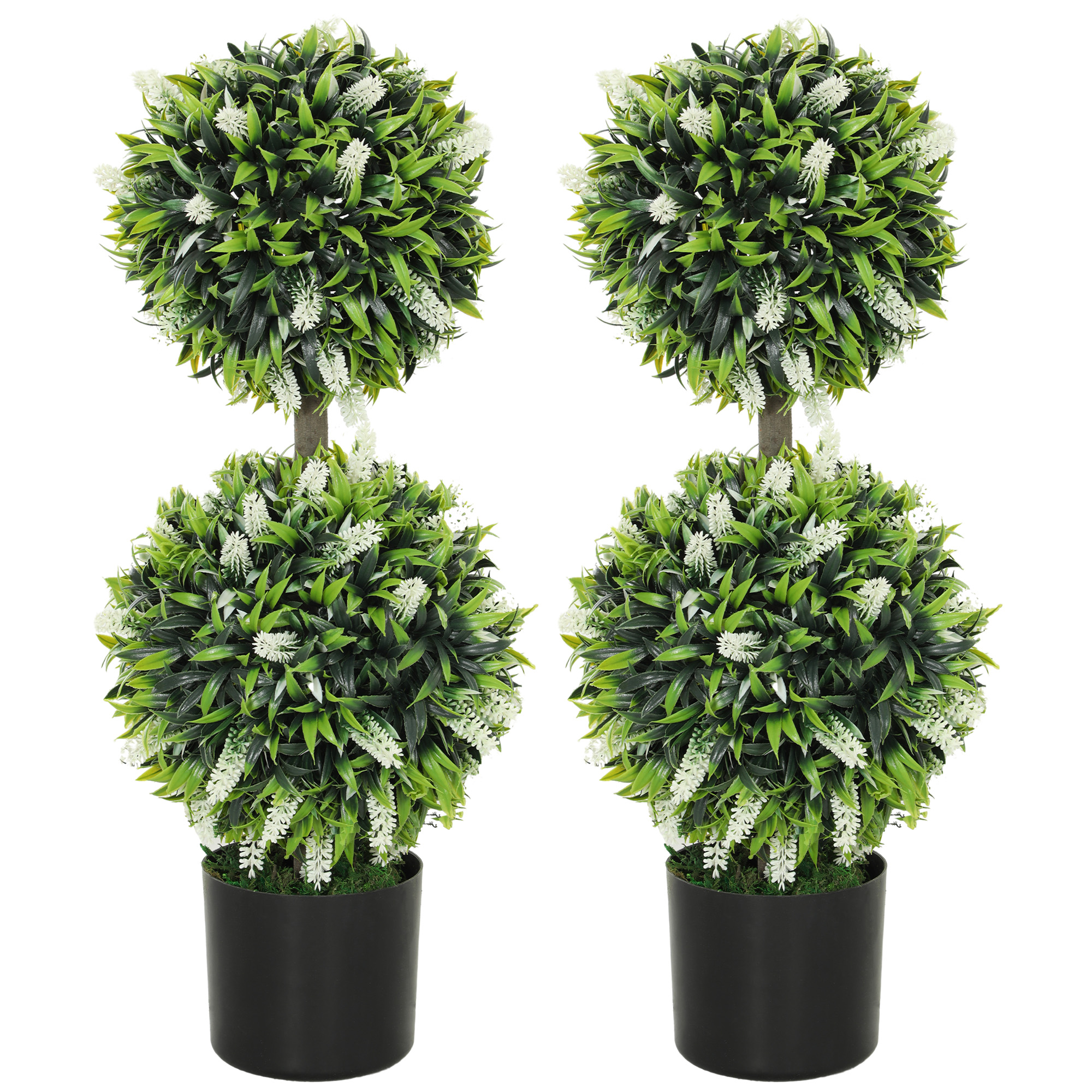 HOMCOM Set de 2 Plantas Artificiales, Planta Artificial resistente a los rayos UV en maceta, 70 cm de altura para sala de estar, jardín