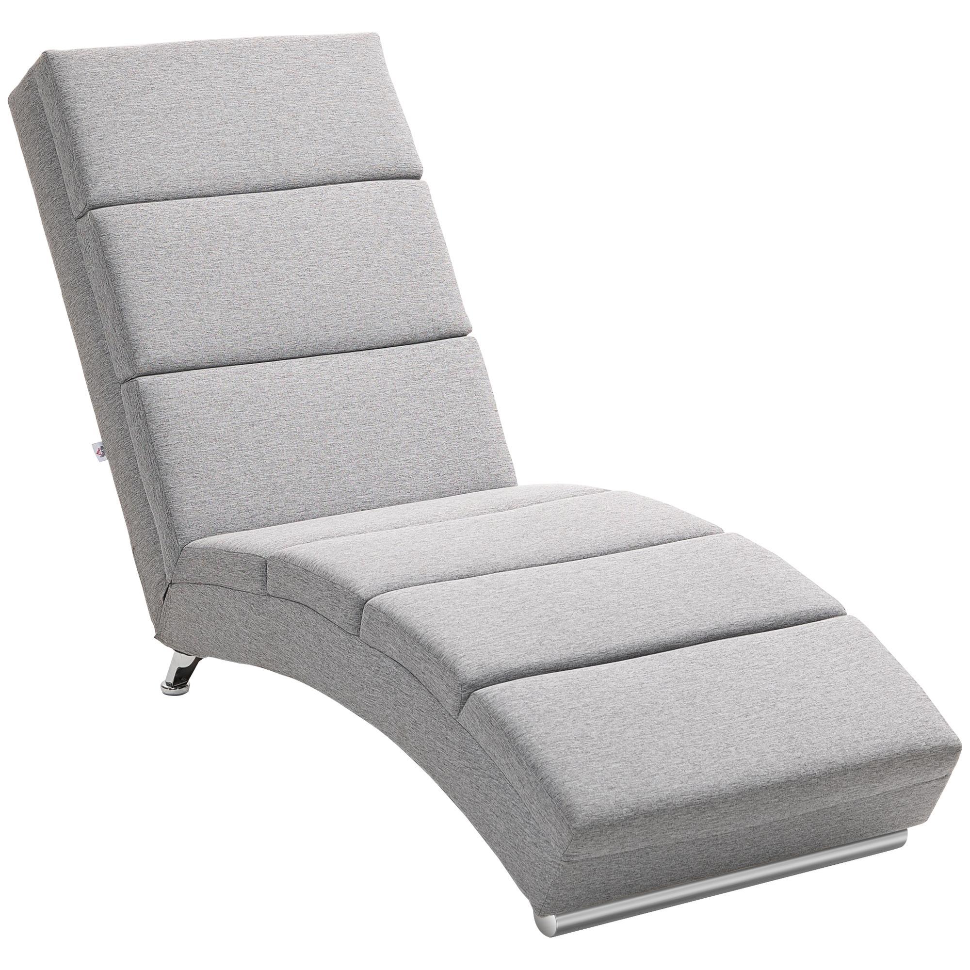 HOMCOM Chaise Longue Reclinabile con Schienale Alto, Imbottitura Spessa e Gambe in Metallo, Grigio Chiaro   Aosom Italy