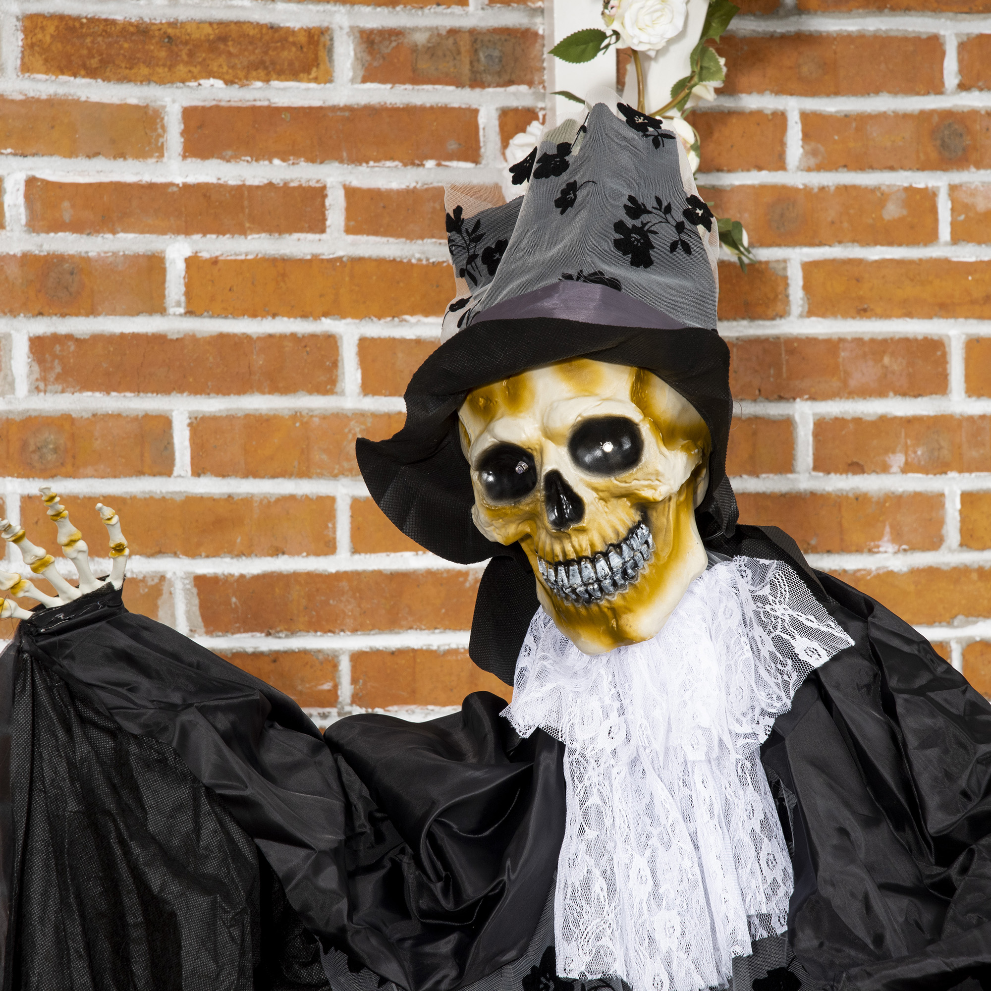 Outsunny 189cm Life Size Outdoor Halloween Decorations Ghost Bridegroom, Animated Prop Animatronic Decor with Sound and Motion Activated, Light Up Eyes, Howling Sound 8