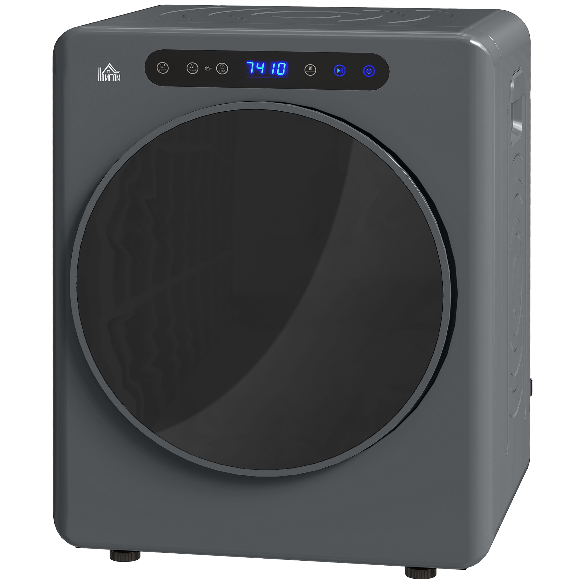 HOMCOM Droogtrommel, 6 Programma's, 40-60℃, 4 kg capaciteit, compact, Touch-bediening, Grijs