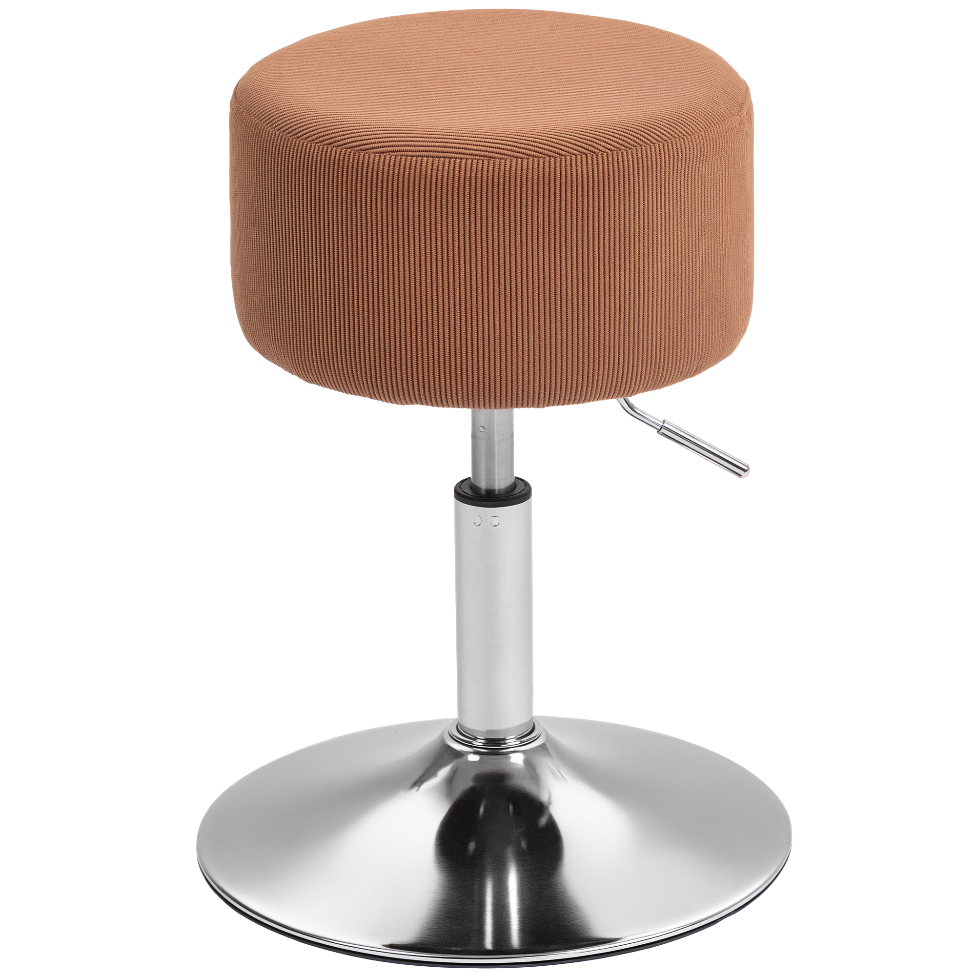 HOMCOM Taburete Alto de Cocina Regulable en Altura 52-66 cm Tapizado en Pana Giratorio en 360° Marrón