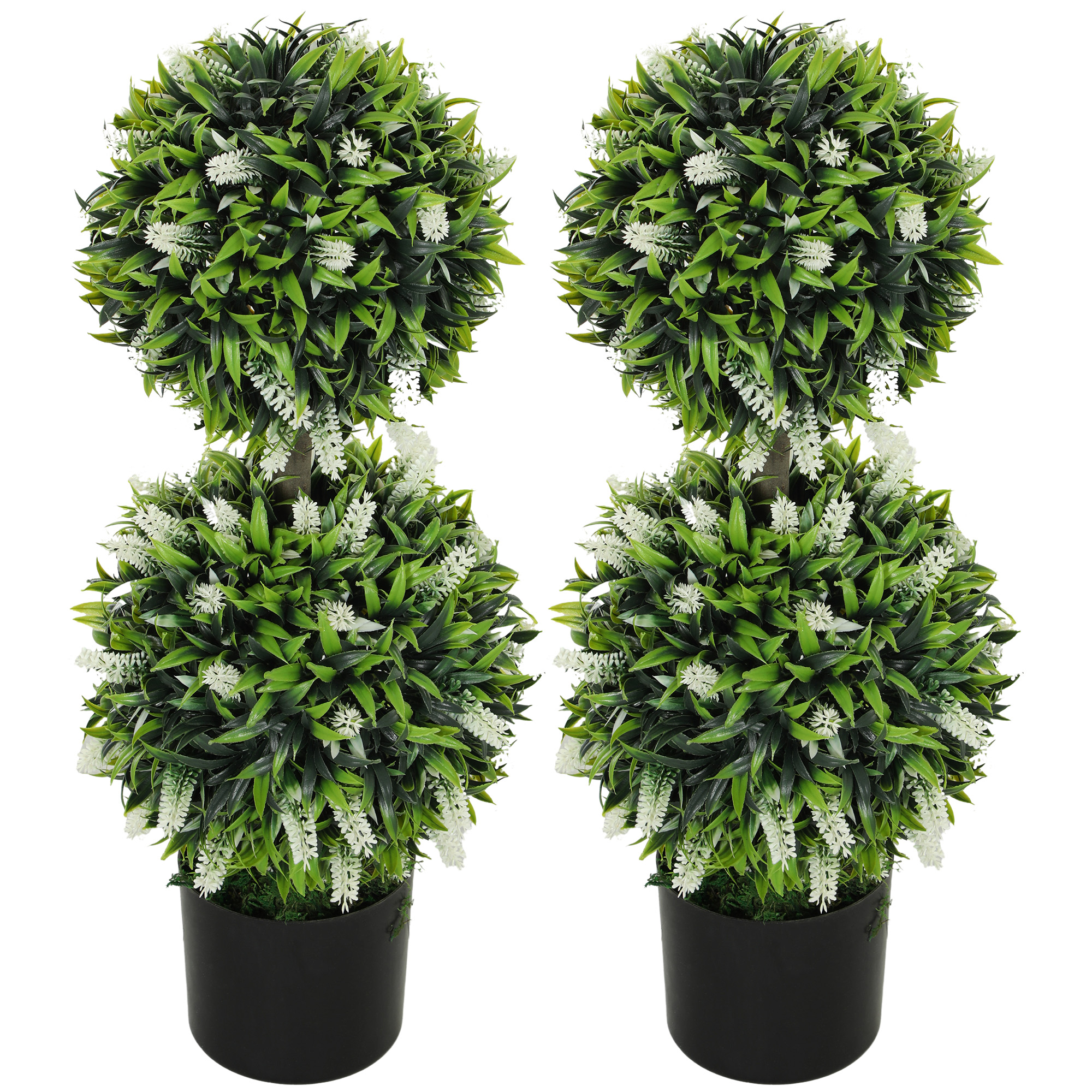 HOMCOM 2er-set Kunstplanten, UV-bestendige kunstplant in bloempot, 70 cm kamerplant voor woonkamer, tuin