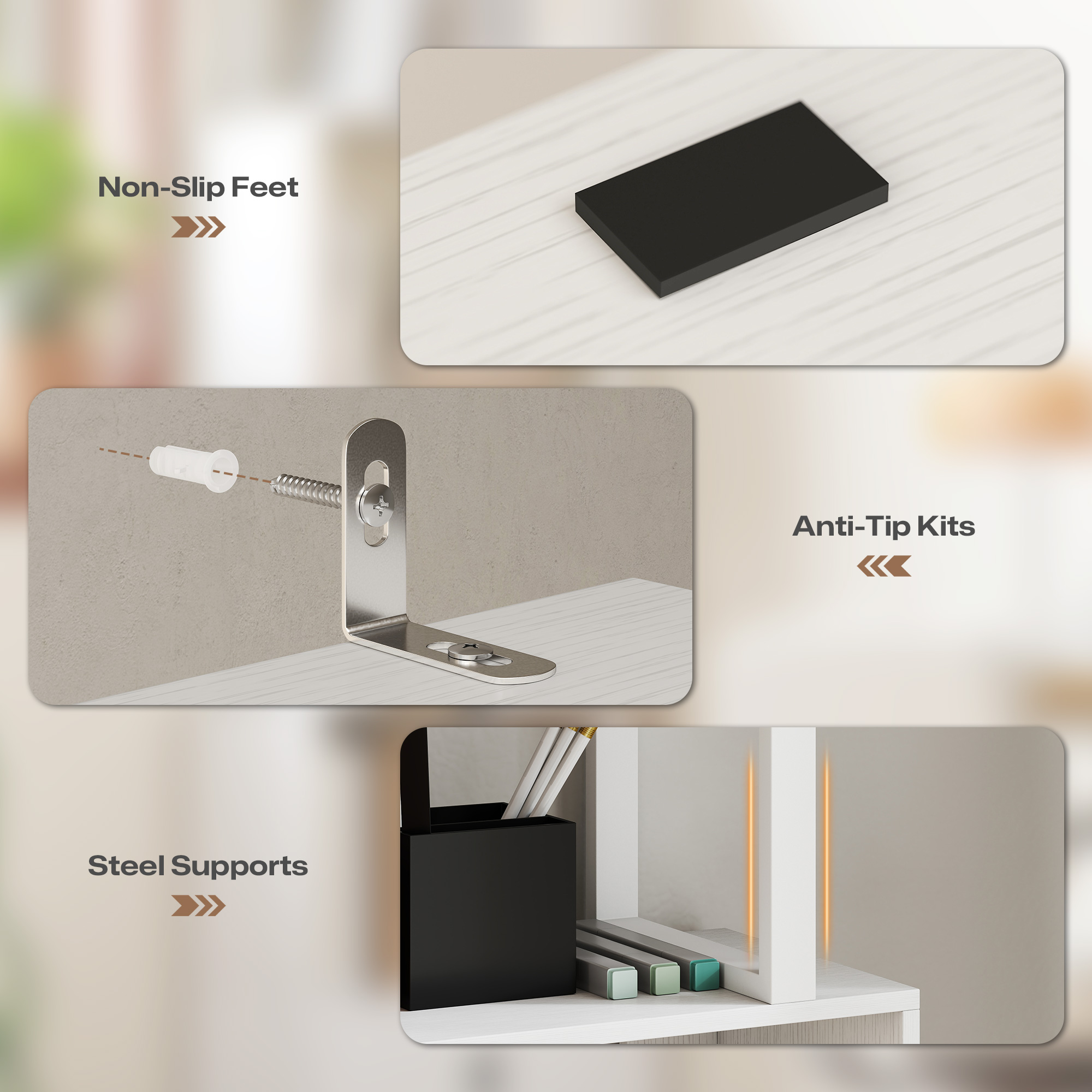  Biblioteca Moderna cu 5 Rafturi si Dulapior cu 2 Usi din Lemn Alb [5]