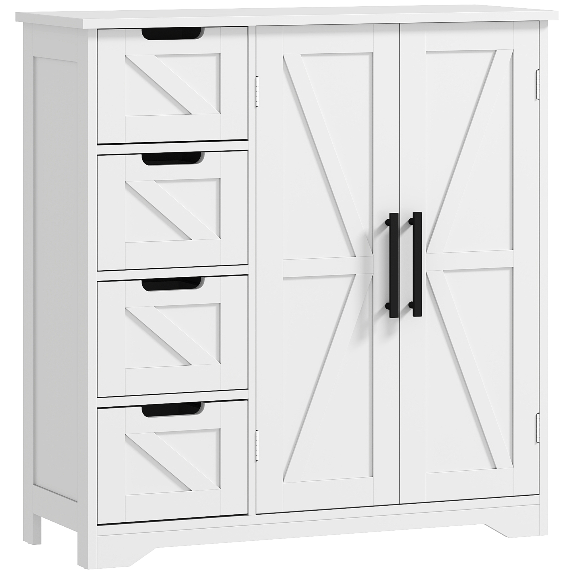 HOMCOM Mueble de baño, mueble de almacenamiento, con 4 cajones, 1 armario, para espacios pequeños, 81,2 x 30 x 83,8 cm, blanco