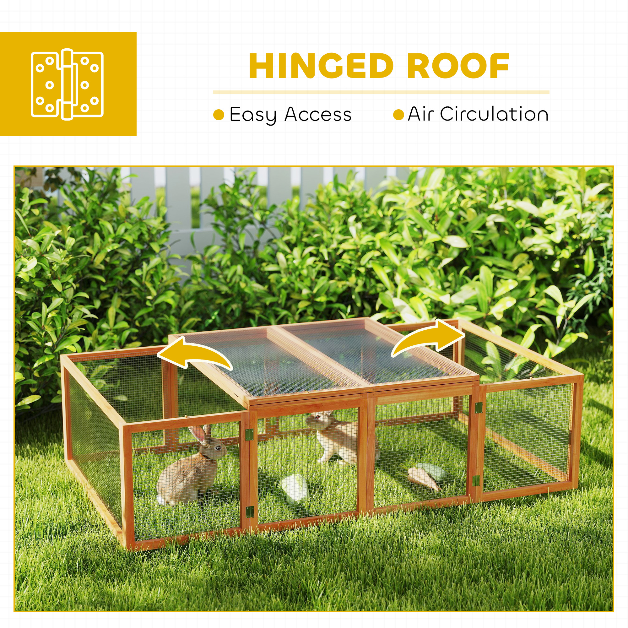 PawHut Big Hutches for Rabbits 6ft Wooden Spacious Outdoor Rabbit Hutch for Pet Rabbits, Natural Wood 4