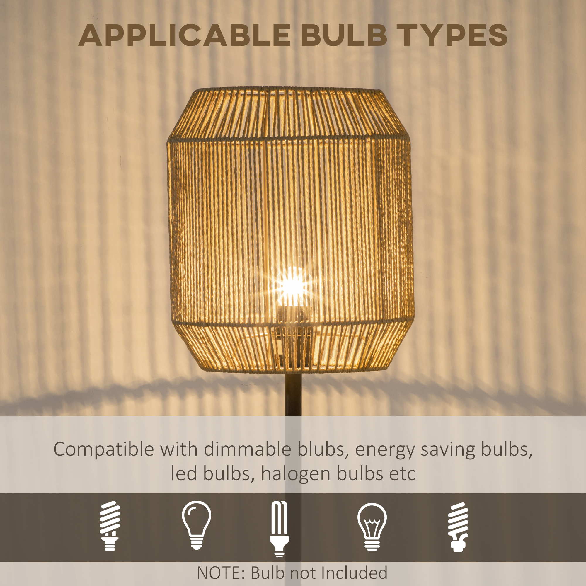 HOMCOM Farmhouse Standing Lamp, Floor Lamps with Hand Woven Rattan Lampshade for Living Room 6