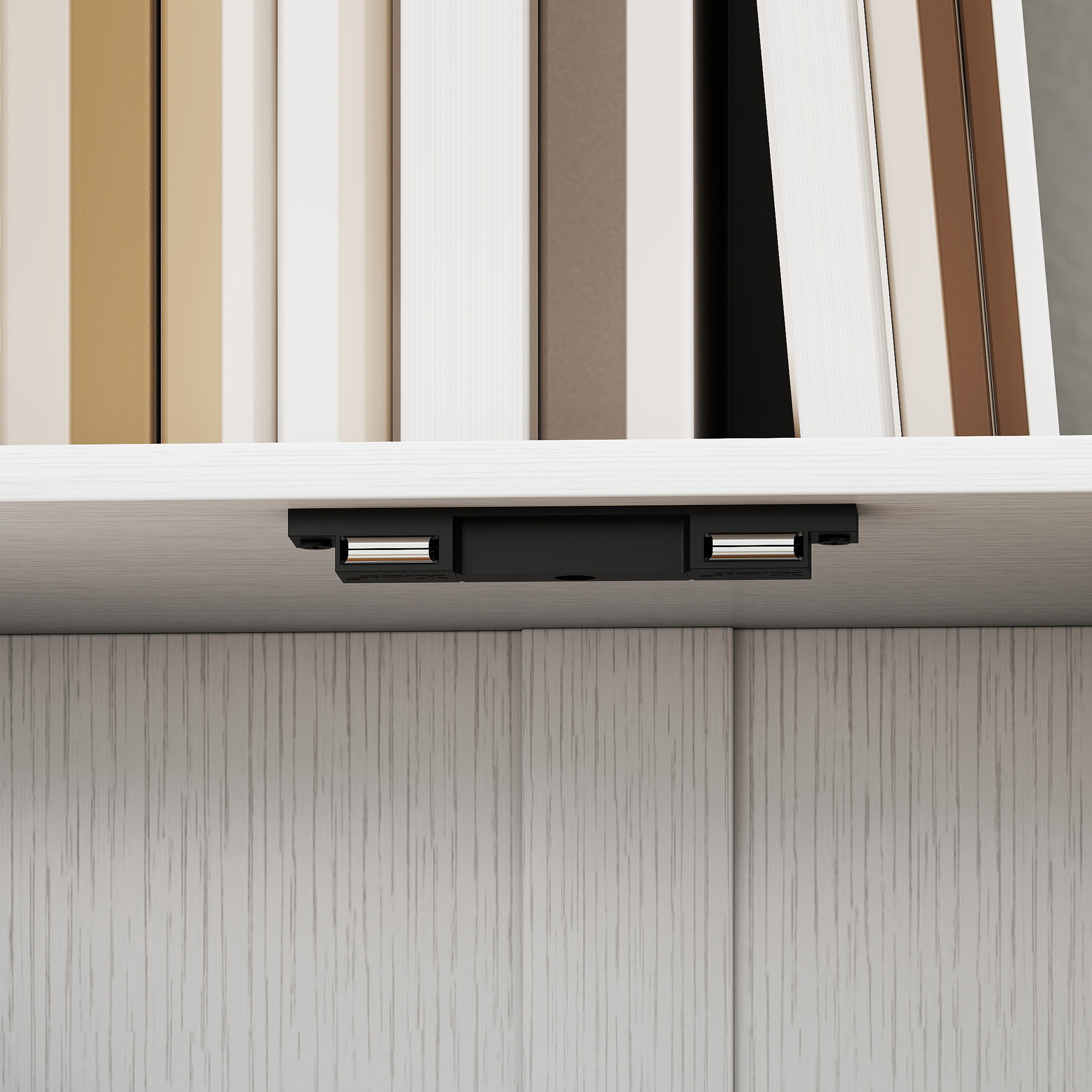  Biblioteca Moderna cu 5 Rafturi si Dulapior cu 2 Usi din Lemn Alb [8]