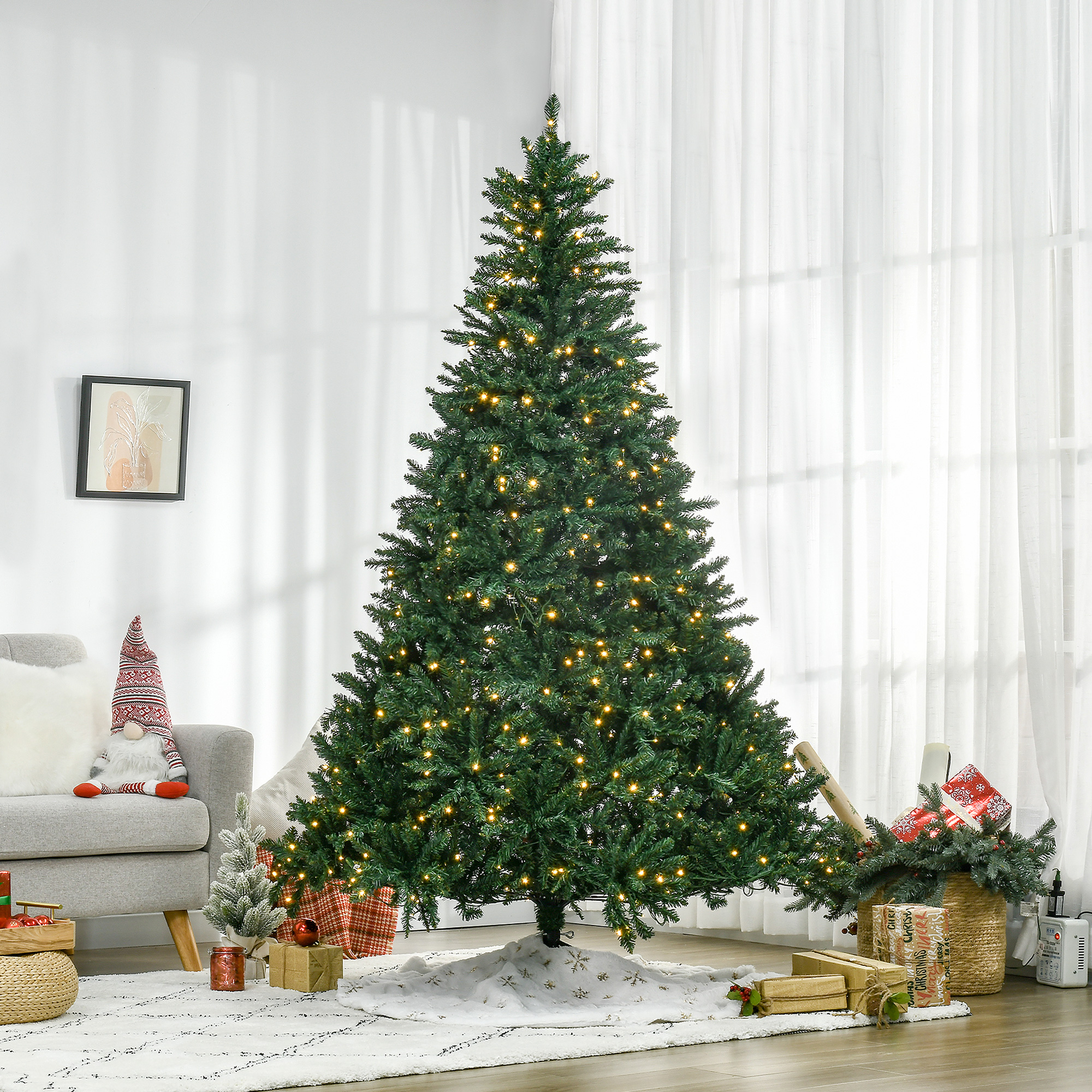HOMCOM künstlicher Weihnachtsbaum, 210 cm Christbaum mit 2154 Spitzen, 700 günstig online kaufen