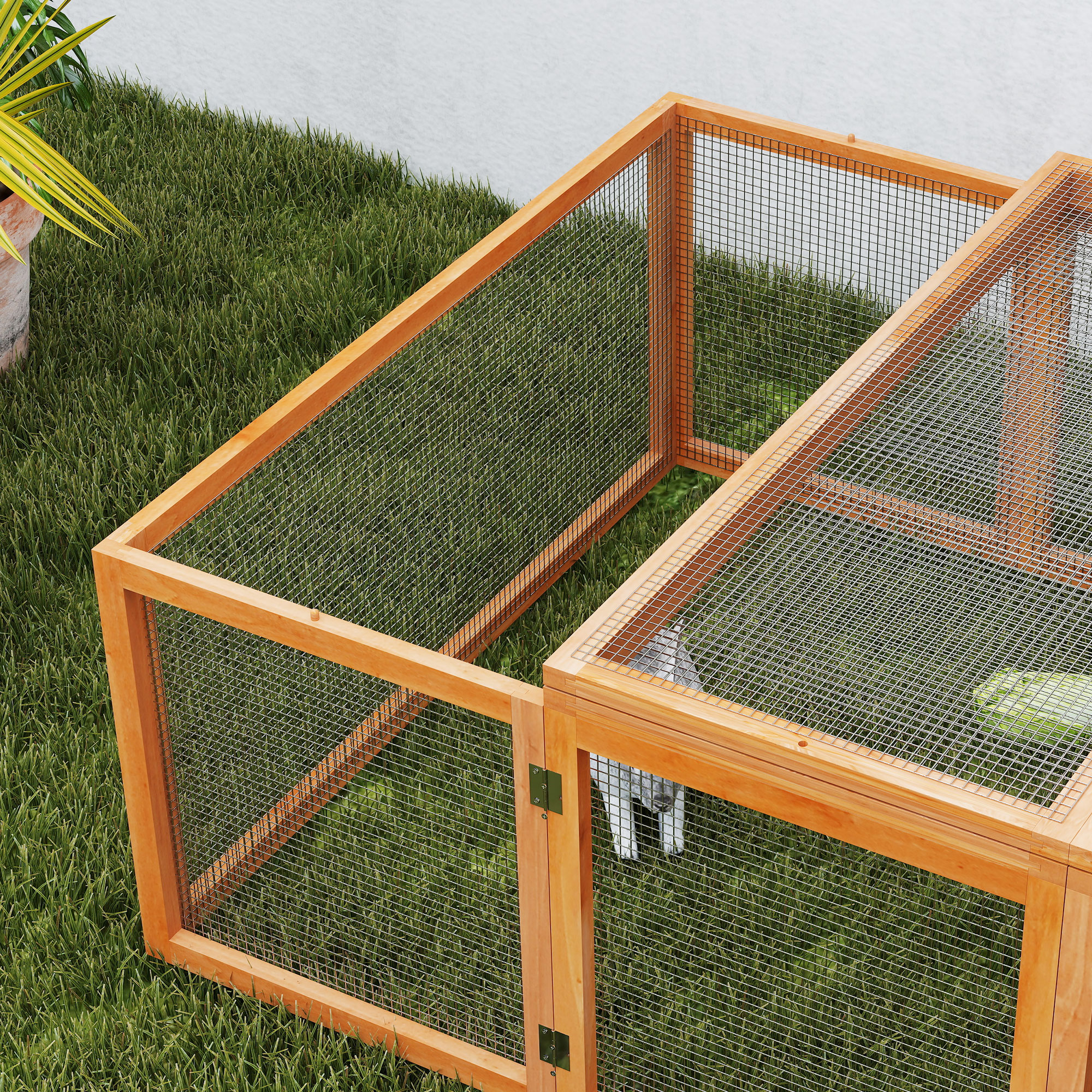 PawHut Big Hutches for Rabbits 6ft Wooden Spacious Outdoor Rabbit Hutch for Pet Rabbits, Natural Wood 9