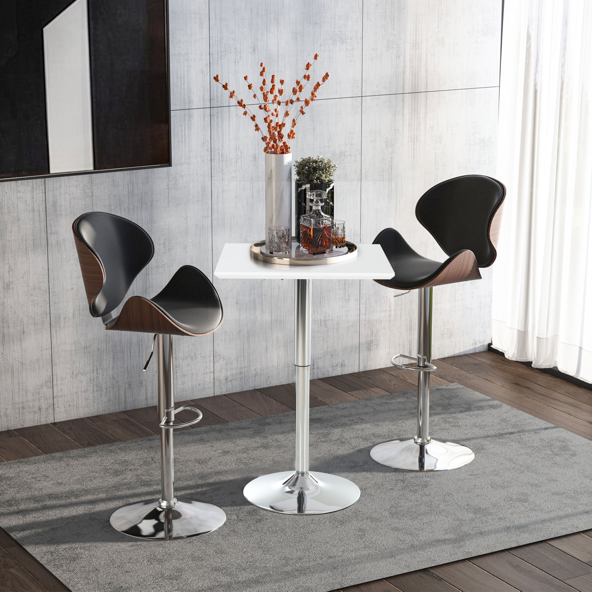 HOMCOM Bistrotisch Pub Bartisch höhenverstellbar quadratisch 60x60cm Stahl günstig online kaufen