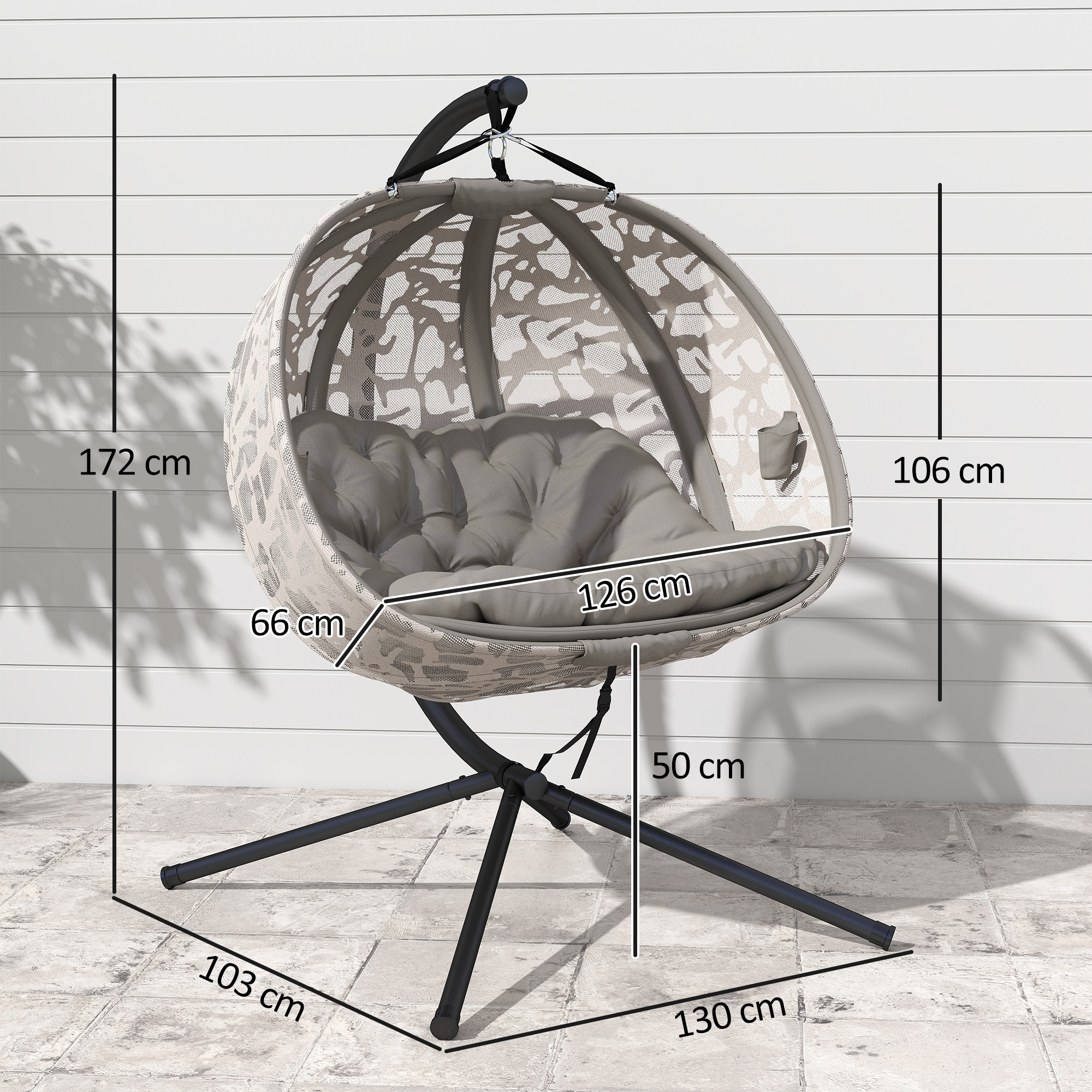 Poltrona Sospesa XXL, 185 X 130 Cm, per 2 Persone, Seduta Sospesa Fino