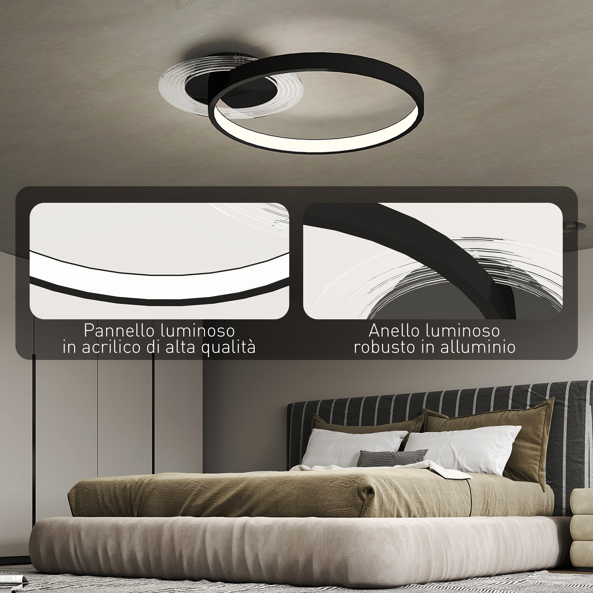 Lampadari Camera Da Letto Soffitto Lampada Da Soffitto A LED Anello Dimmerabile - Moderna E Elegante Per La Casa Lampada Soffitto Moderna 50w