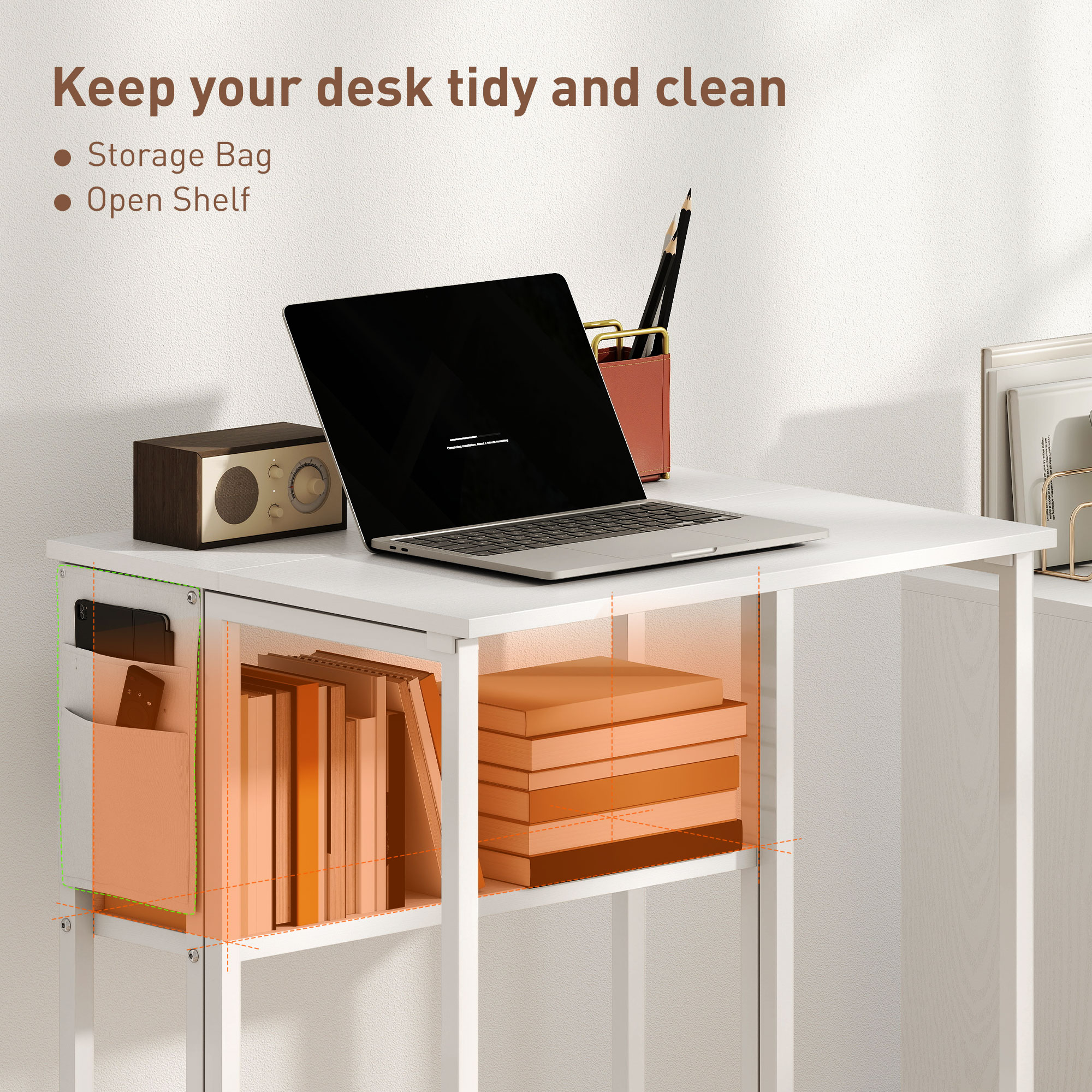 HOMCOM 63 cm Drop Leaf Writing Work Desk White 5