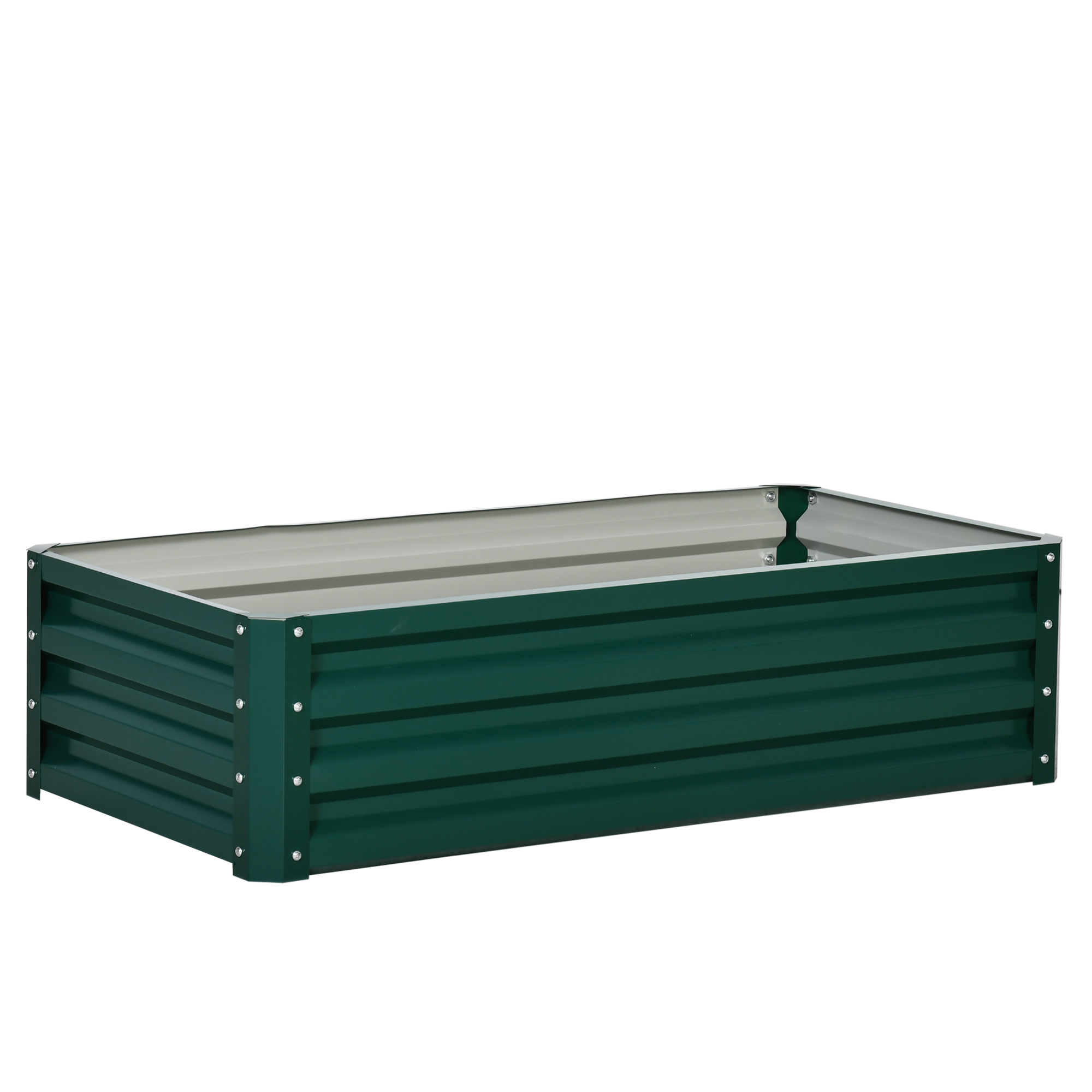 Outsunny Jardinera Elevada Rectangular de Acero Galvanizado para Cultivar Plantas Flores Hierba 120x60x30,5 cm Verde