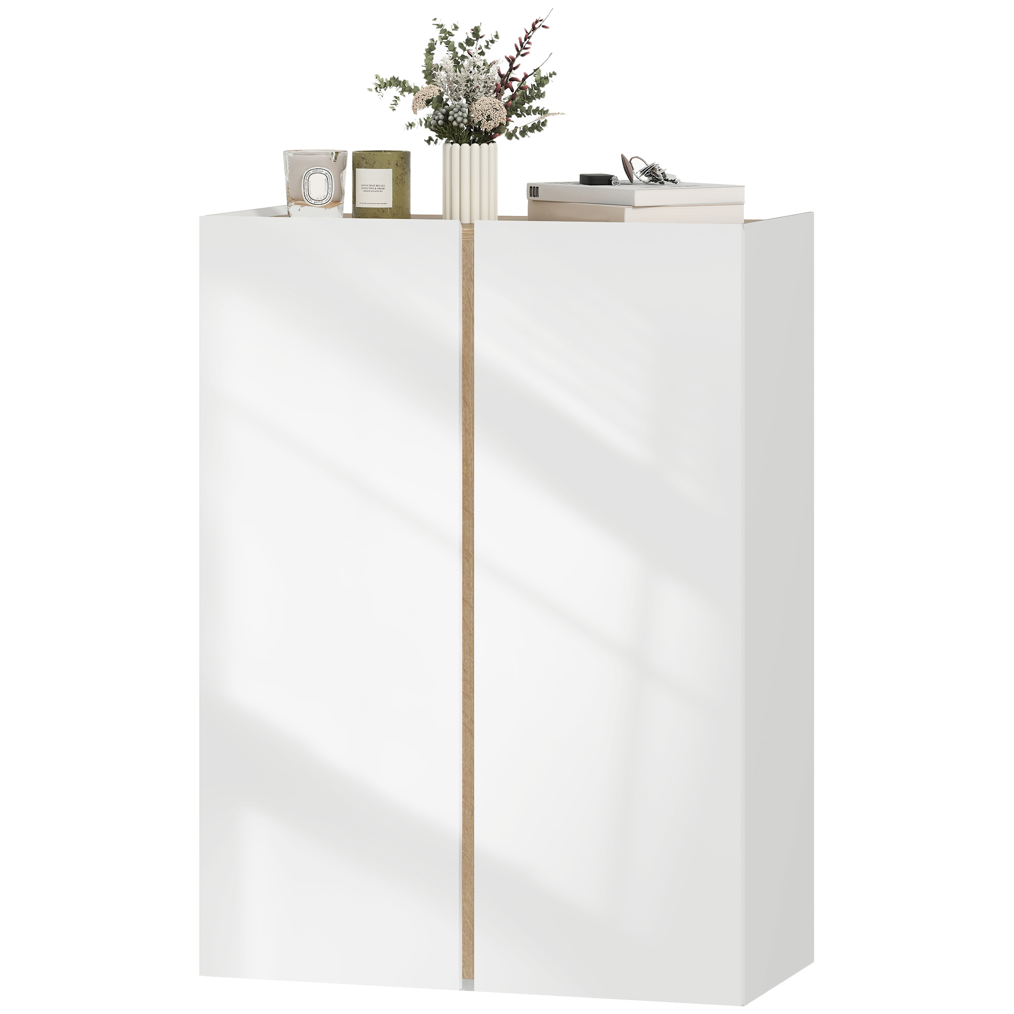 HOMCOM Armoire à chaussures avec fermeture en douceur, design à six niveaux sans poignées, jusqu'à 18 paires, pour couloir, entrée, bois, Blanc