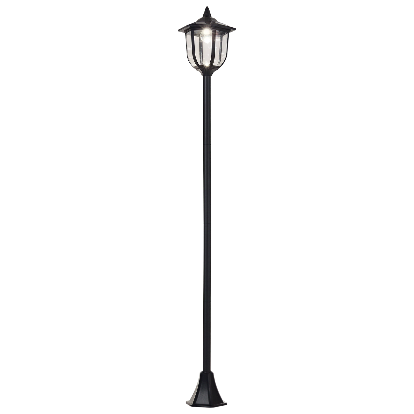 Outsunny Lampadaire Solaire Extérieur LED Inox Noir Classique 177 cm Aosom France