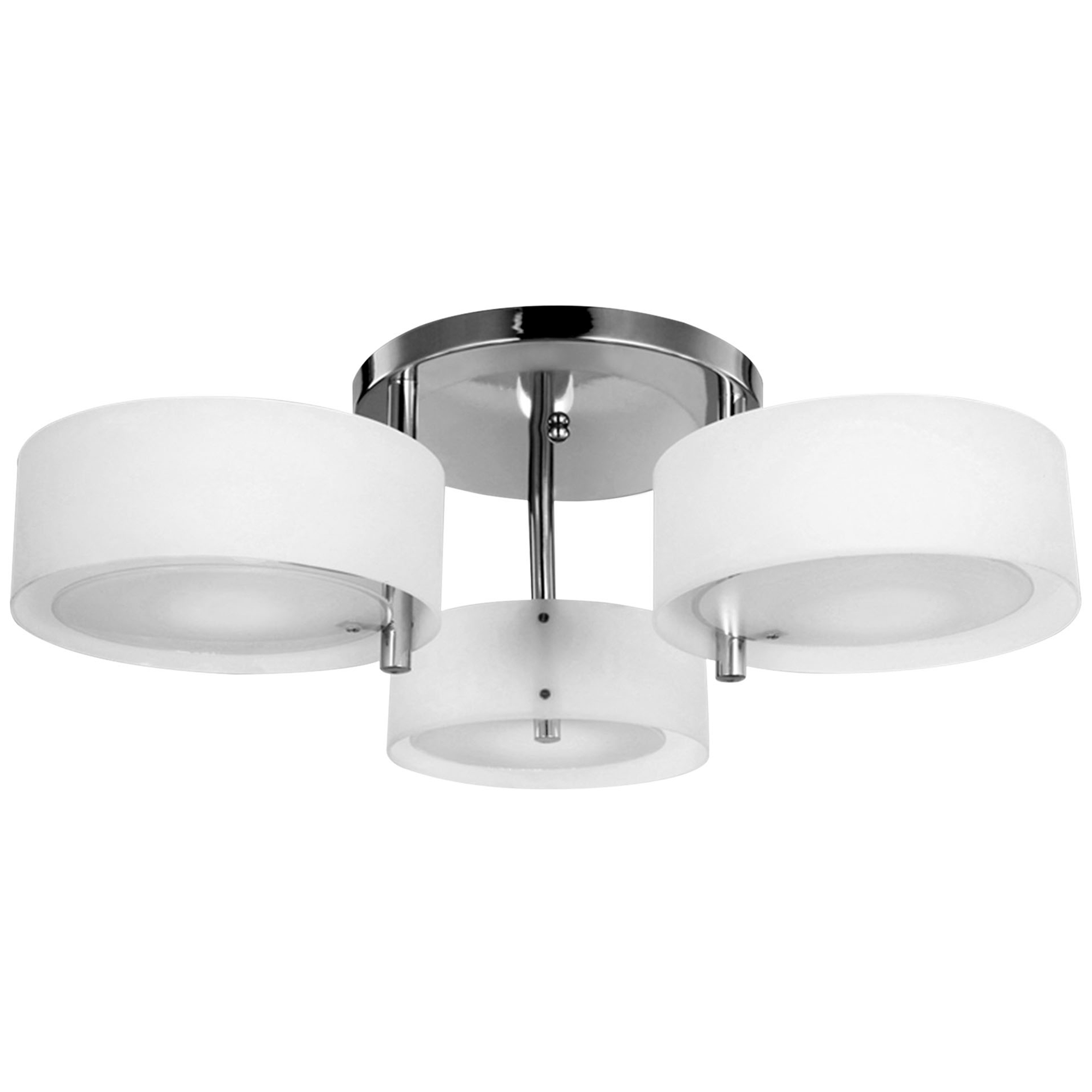 HOMCOM Modern Chandelier, Semi-Flush Mount Ceiling Light with 2 Light, E27 Bulb Base for Hallway, Dining Room, Living Room, White and Silver