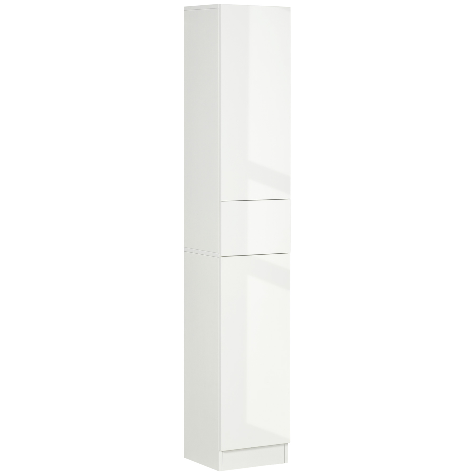 kleankin Columna de Baño Moderna con 1 Cajón 5 Estantes Abiertos Mueble Auxiliar Almacenaje 30x28x170cm Blanco Elegante | Aosom España