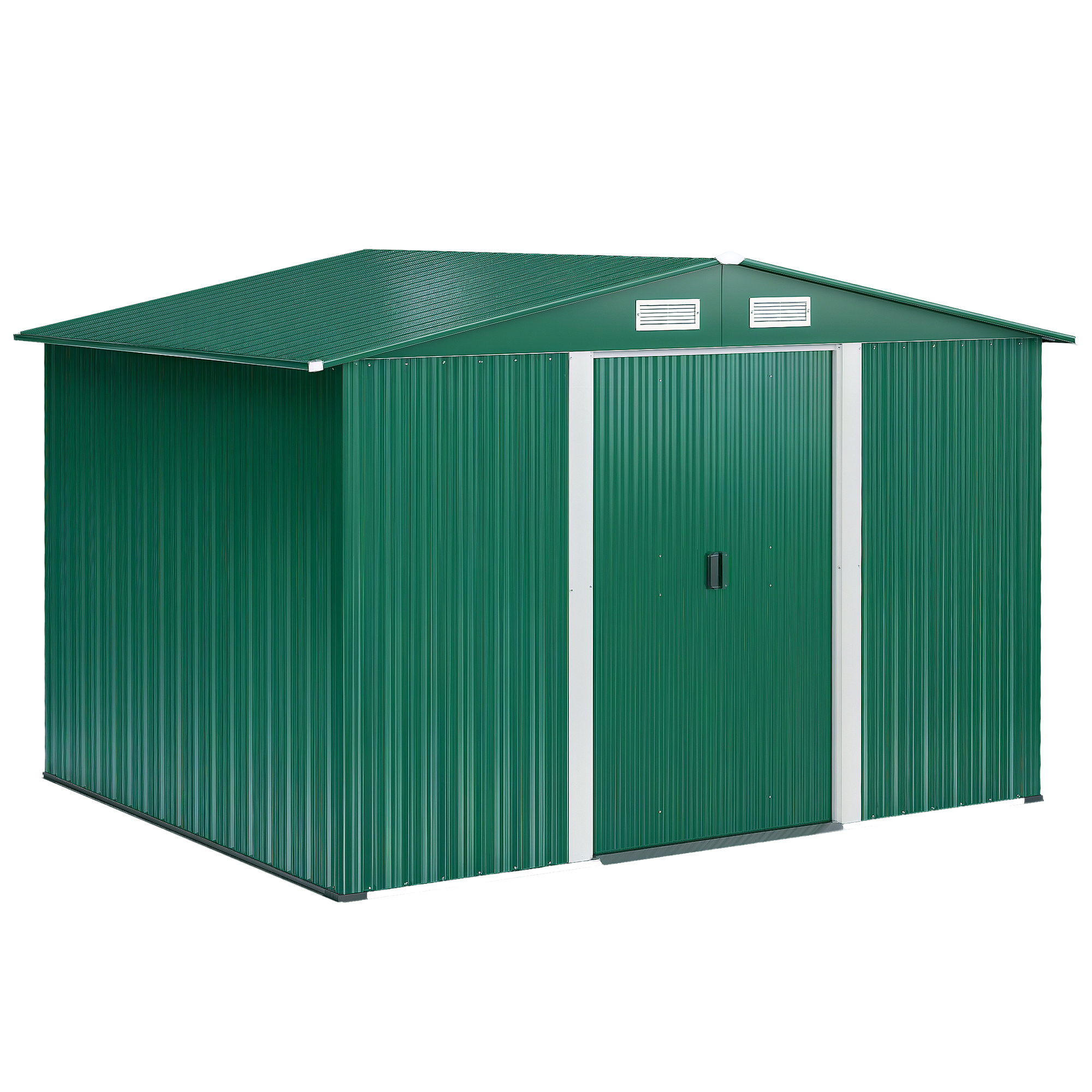 Outsunny Casa Jardín con Ventilaciones para Herramientas Almacenamiento 258x206x178 cm Verde | Aosom España
