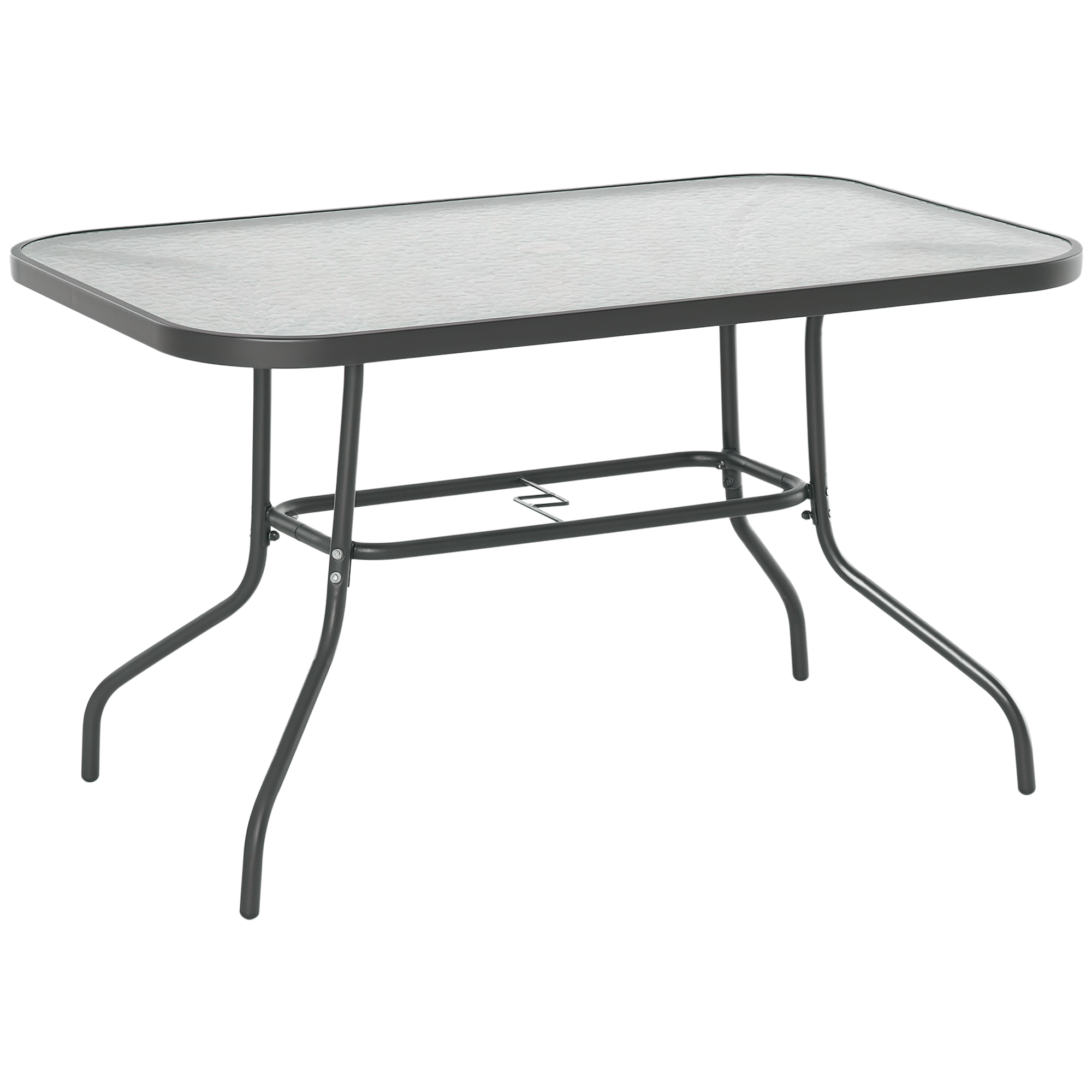 Outsunny Table bistrot de jardin plateau verre trempé espace iInstallation parasol métal époxy 120 x 80 x 70 cm noir carbonisé
